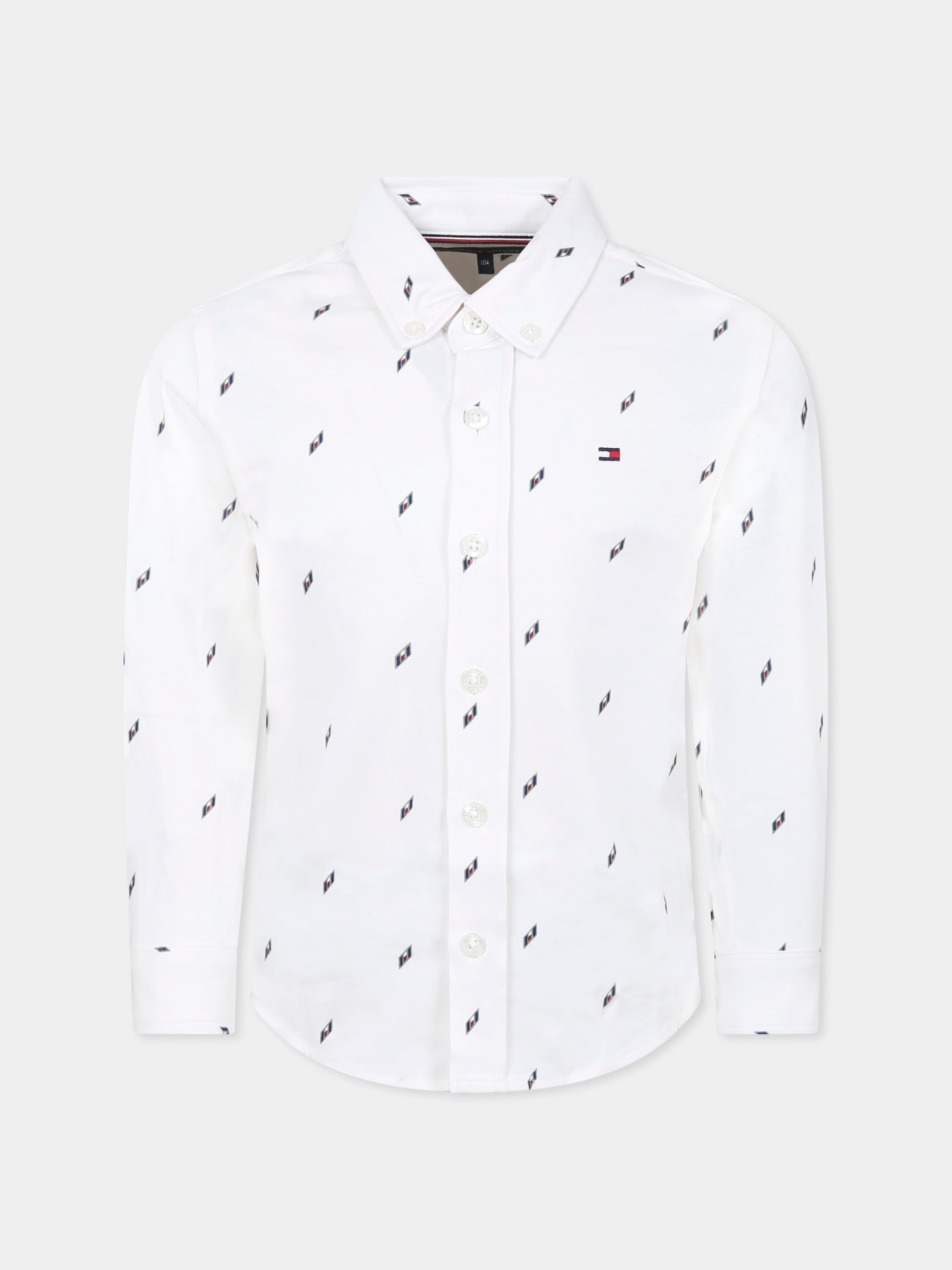 Camicia bianca per bambino con bandierina all over,Tommy Hilfiger Junior,KB0KB09267 YBS