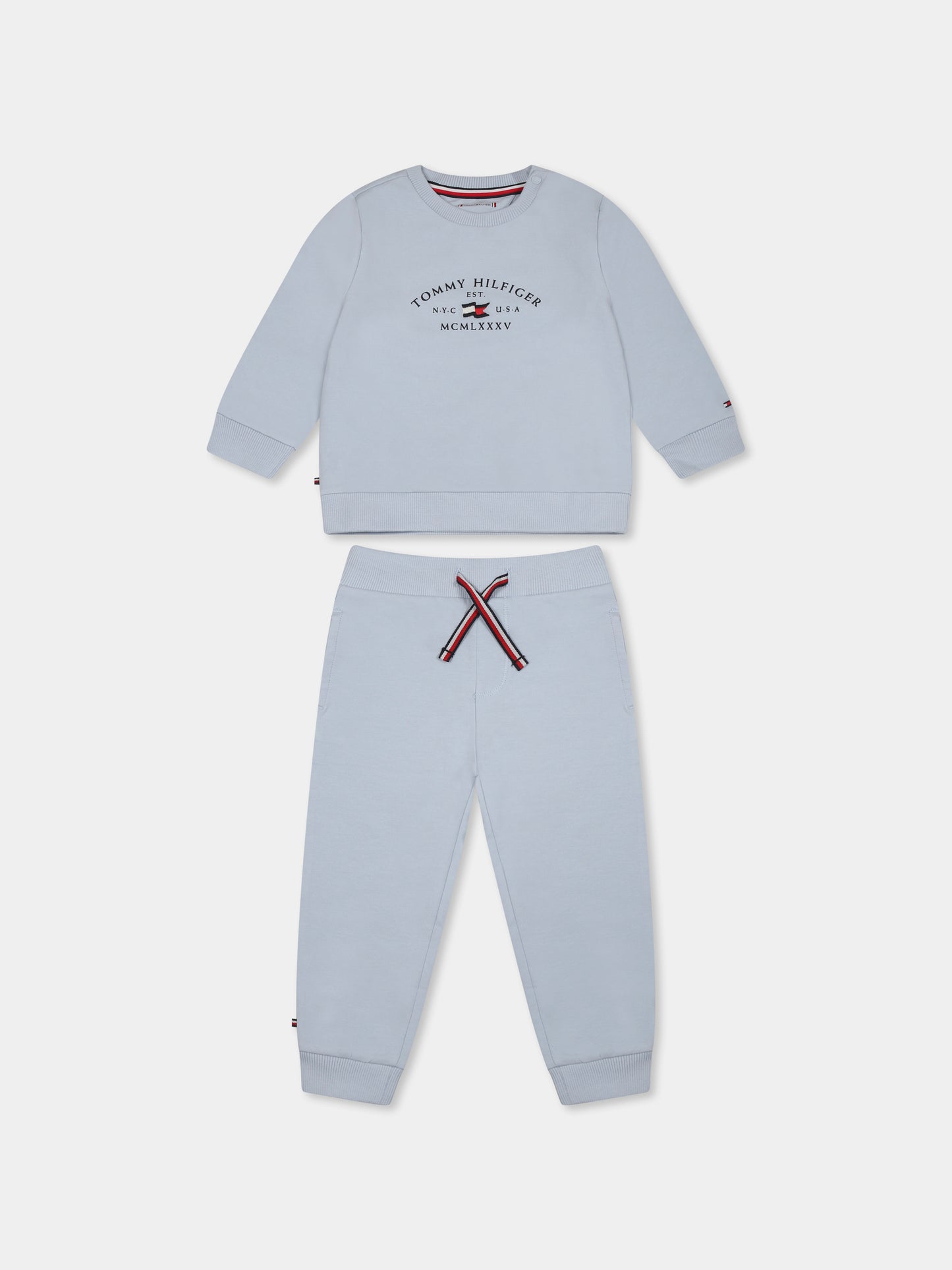 Completo celeste per neonato con logo e bandierina,Tommy Hilfiger Junior,KN0KN01939 C1O