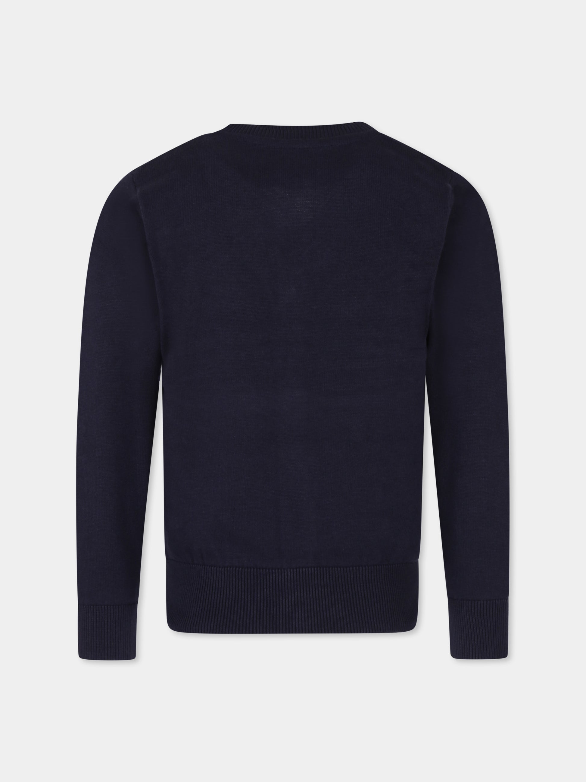 Cardigan blu per bambino con logo,Trussardi Junior,TBP25024CD BLUE NAVY