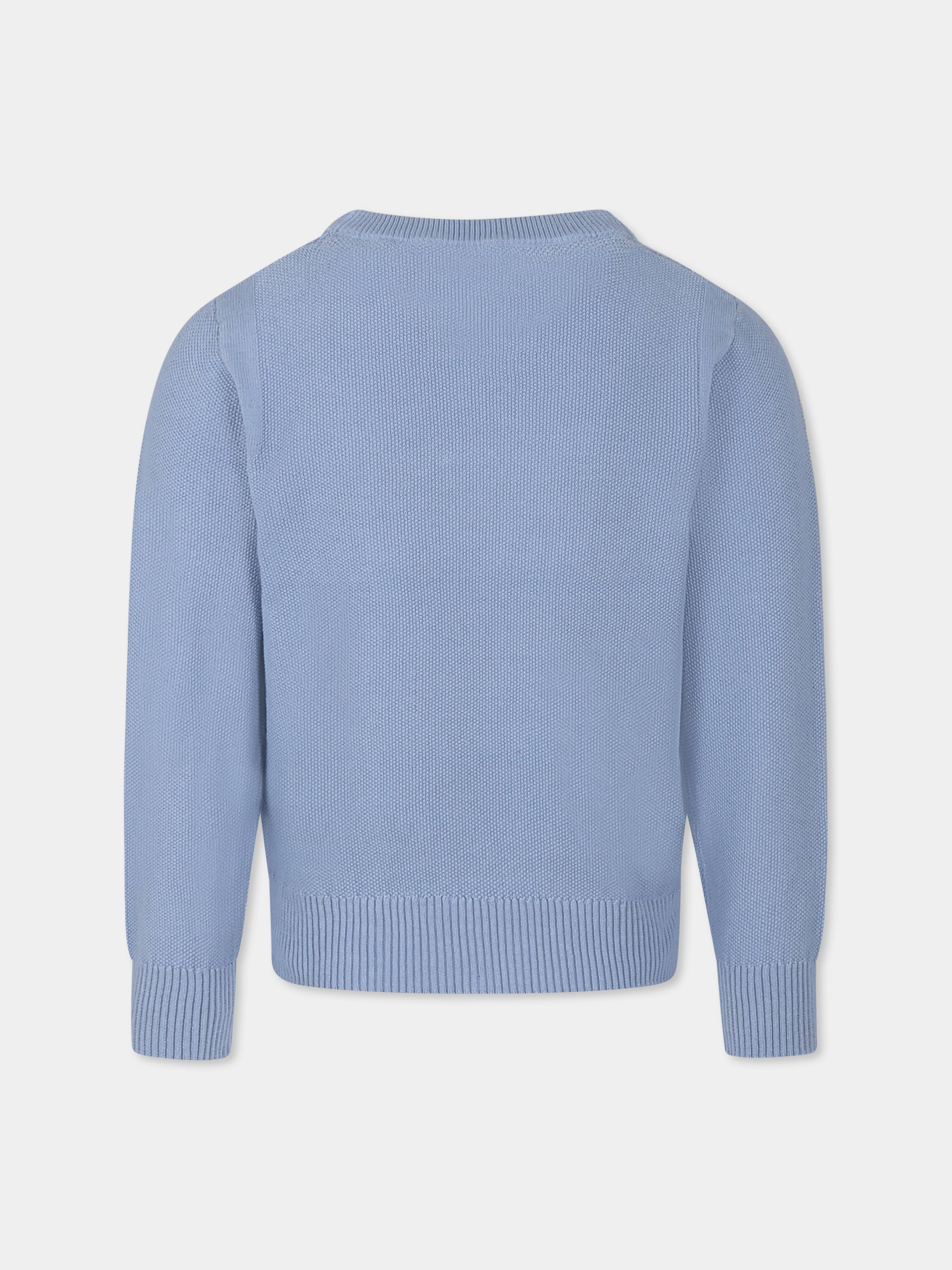 Maglione azzurro per bambino con logo,Trussardi Junior,TBP25033MA AZURE DUST