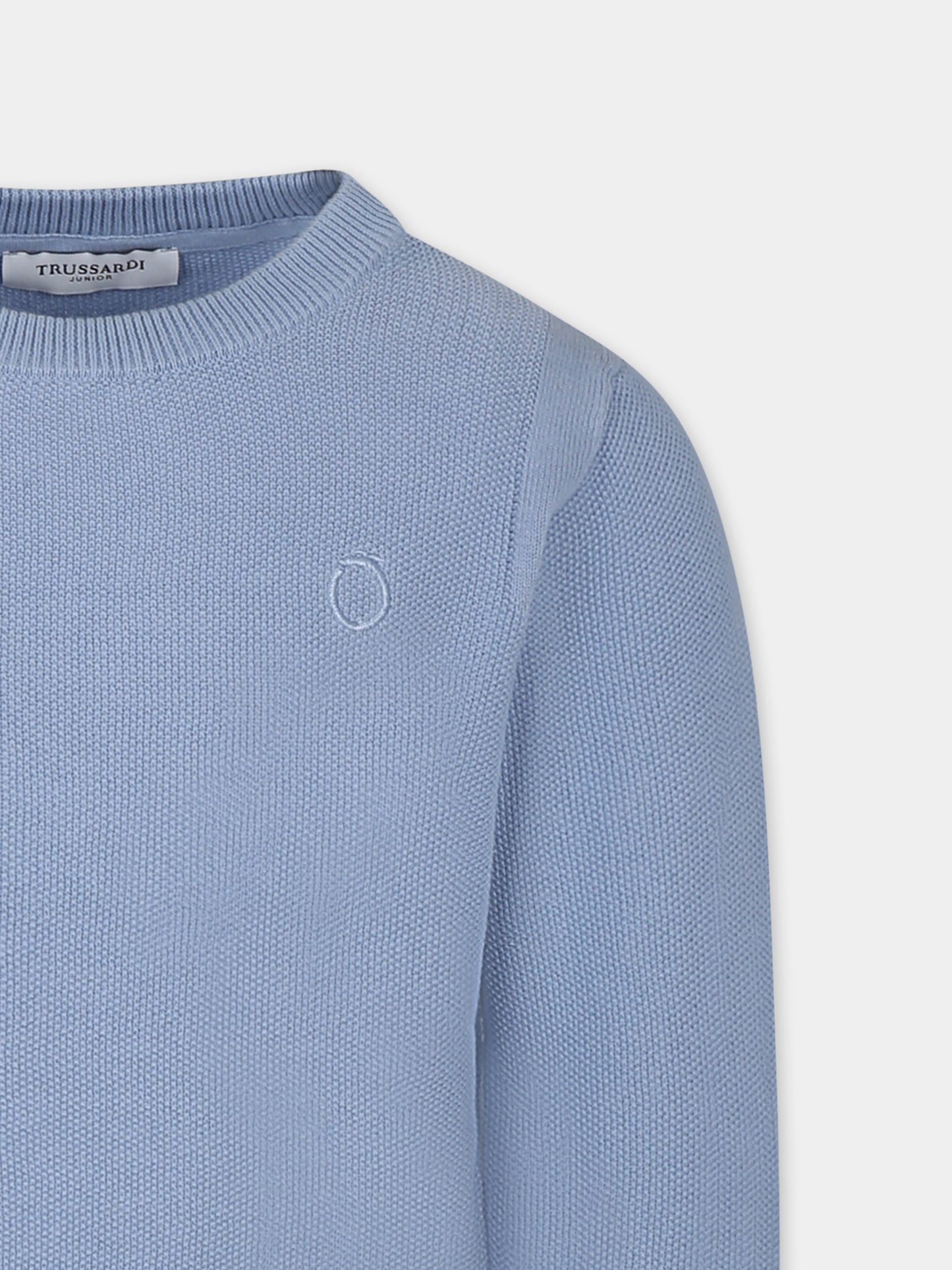 Maglione azzurro per bambino con logo,Trussardi Junior,TBP25033MA AZURE DUST
