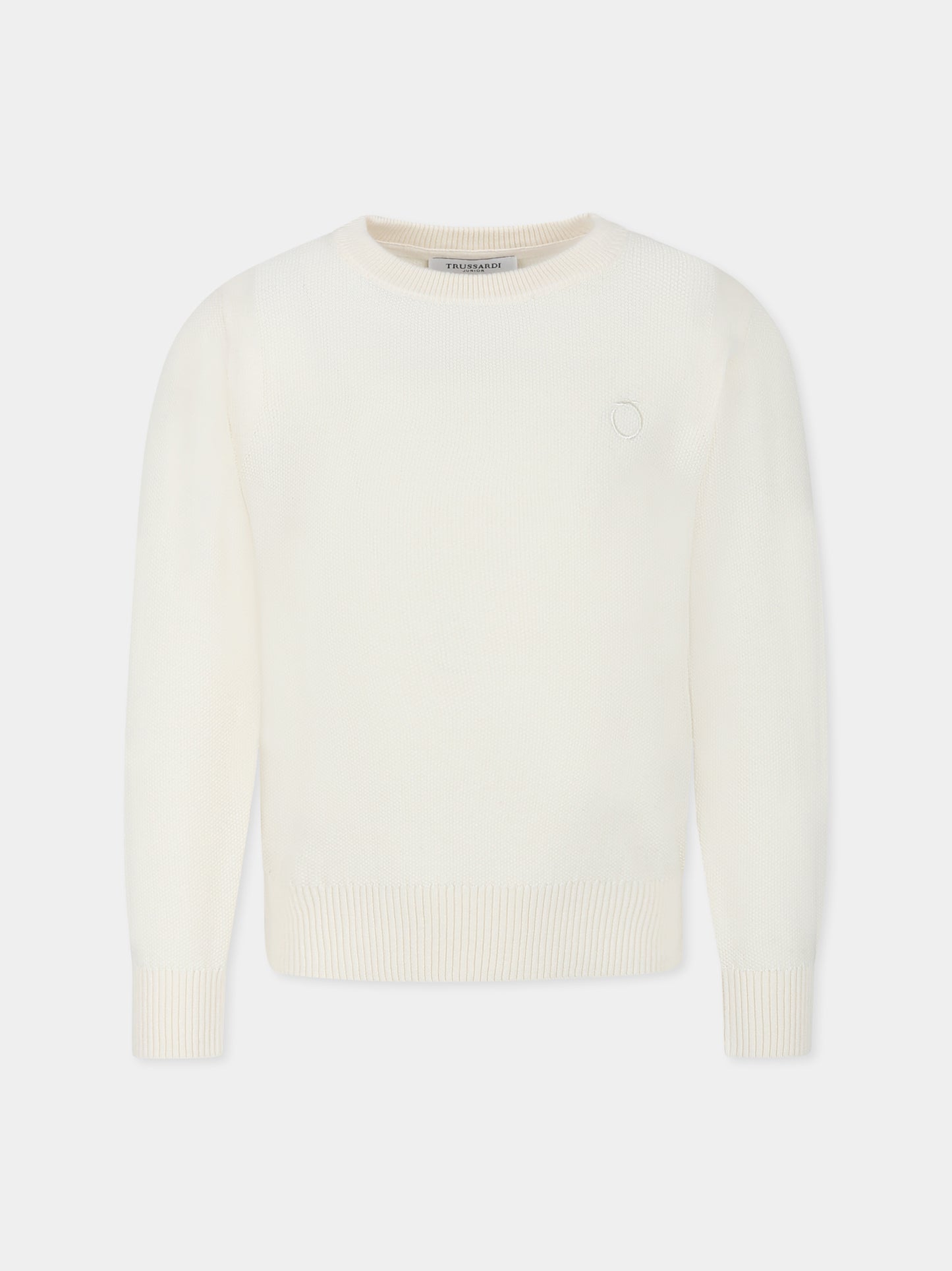 Ivory sweater for boy with logo