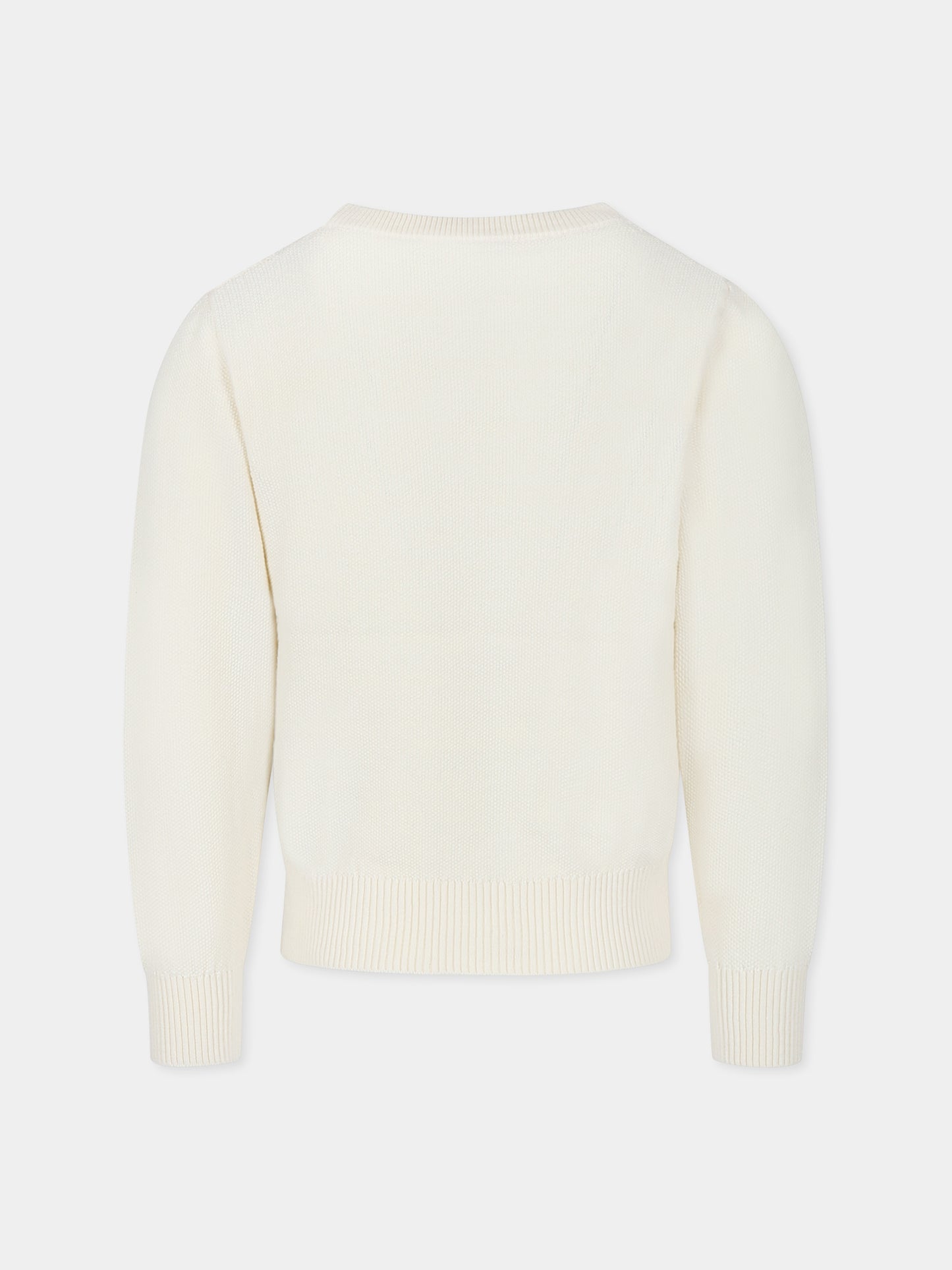 Ivory sweater for boy with logo
