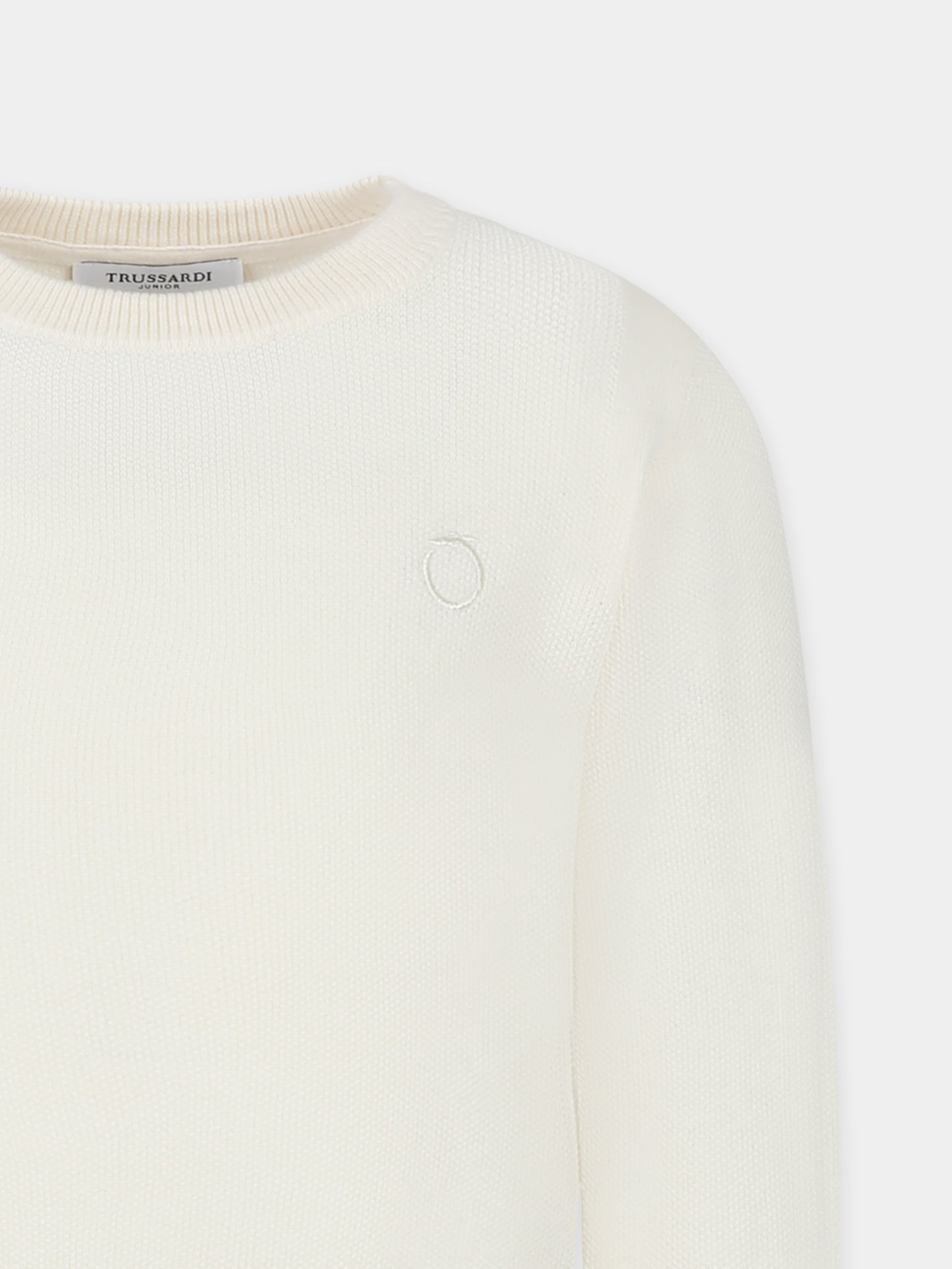 Ivory sweater for boy with logo