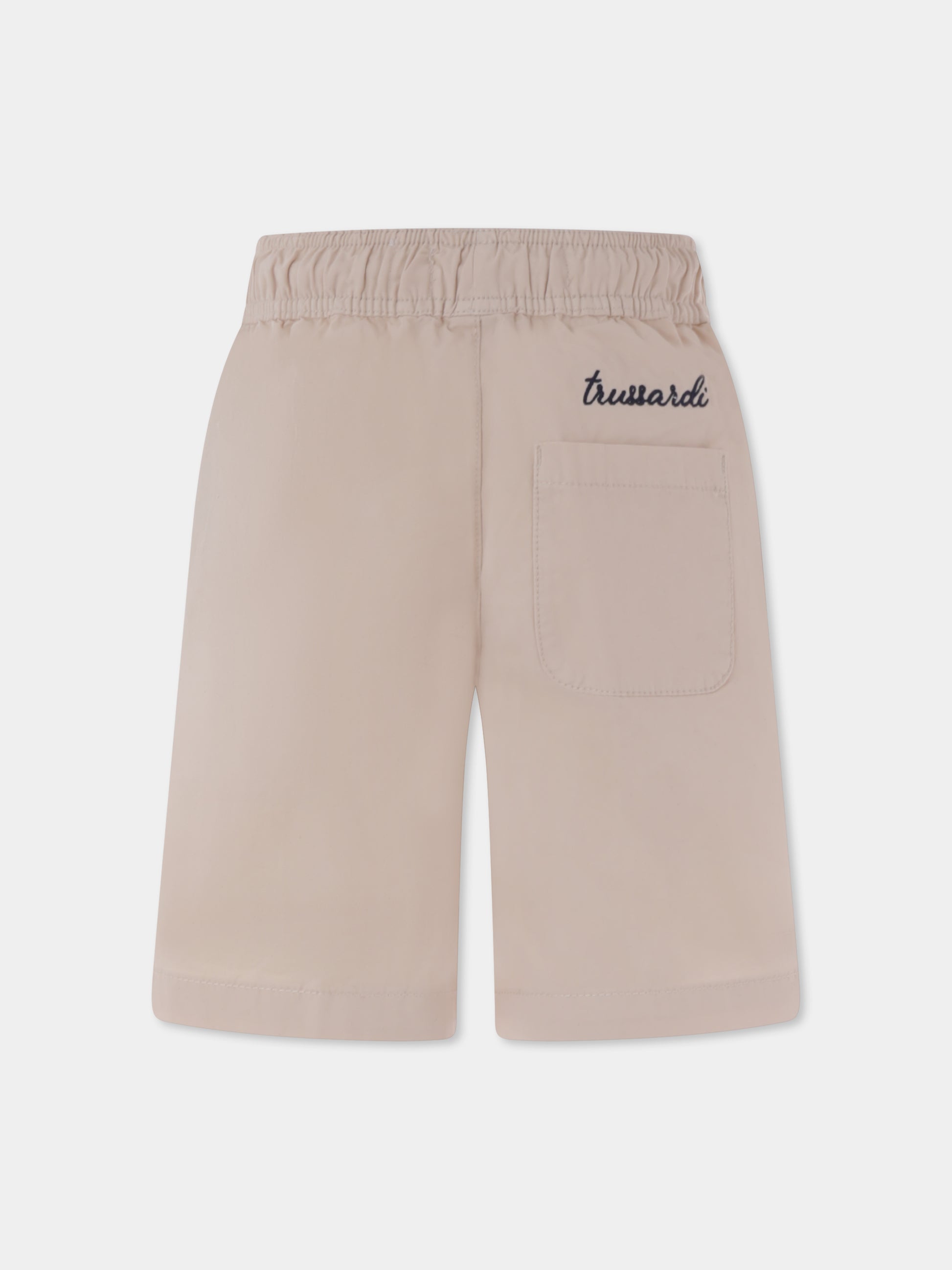 Shorts beige per bambino con logo,Trussardi Junior,TBP25076BE BEIGE LIGHT