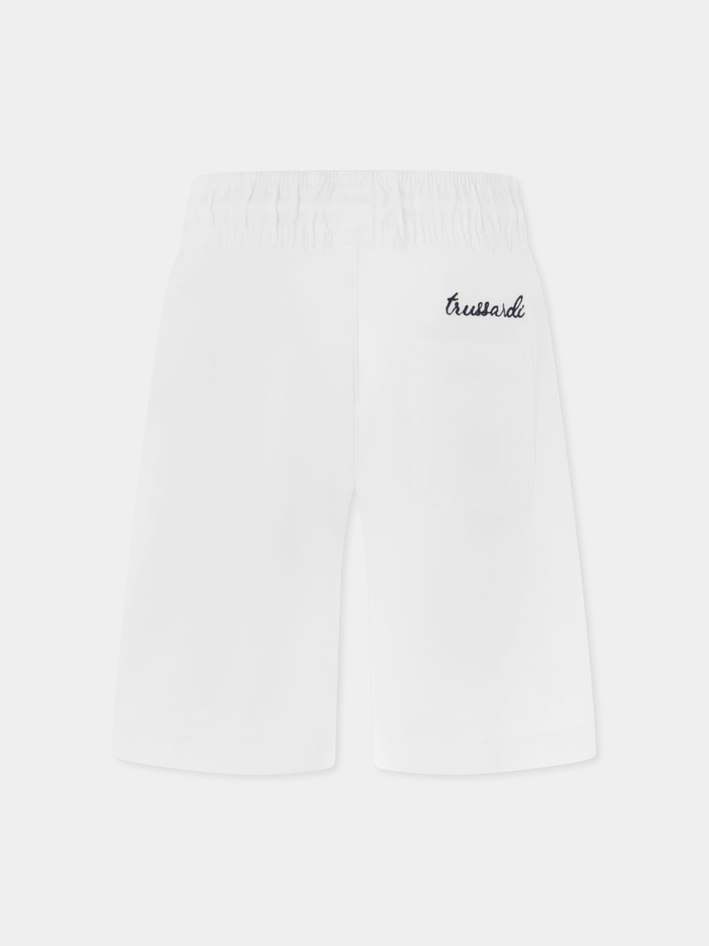 White shorts for boy with logo