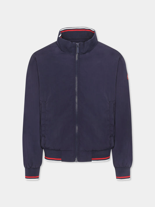 Blue windbreaker jacket for boy with logo