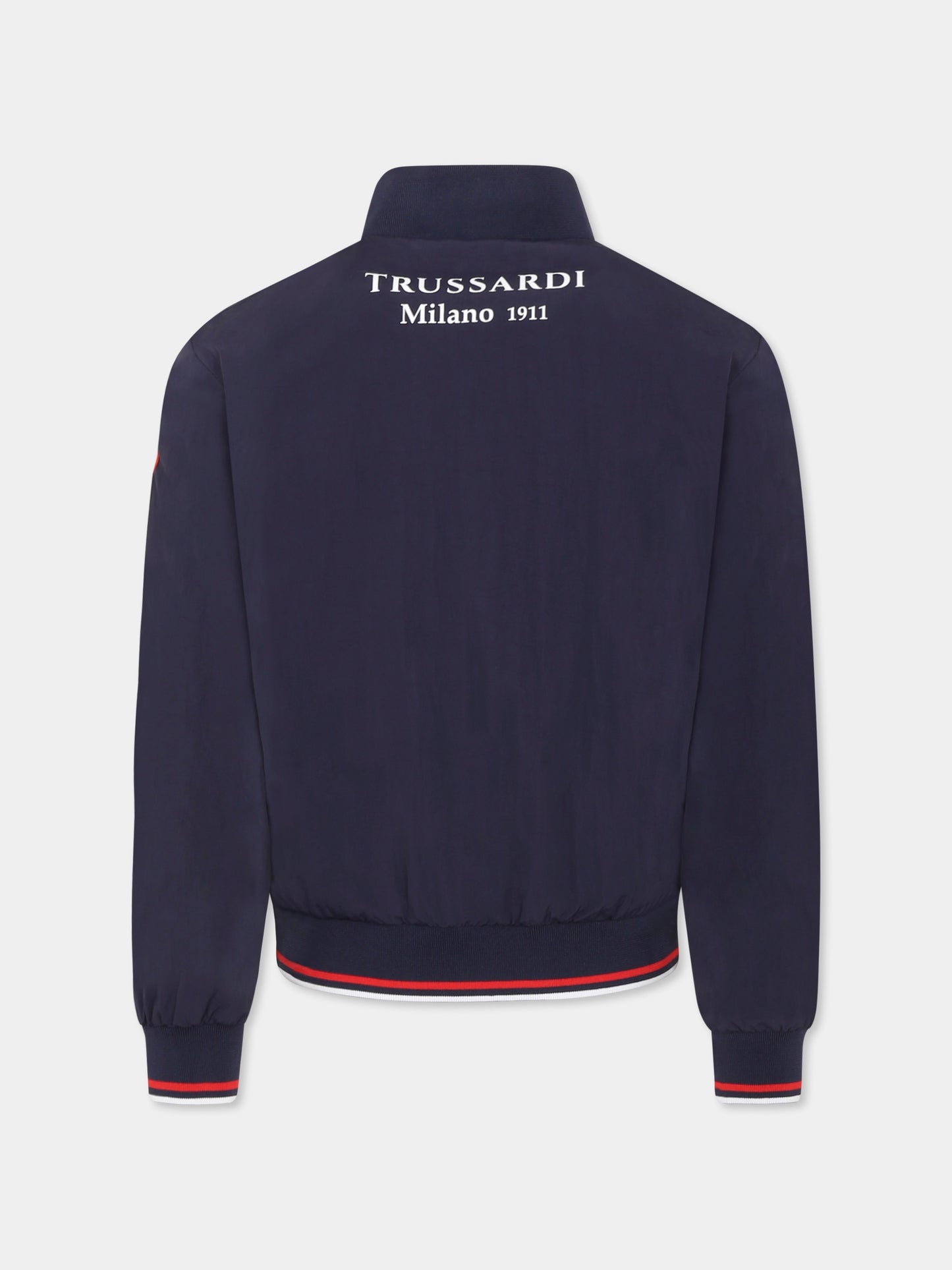 Blue windbreaker jacket for boy with logo