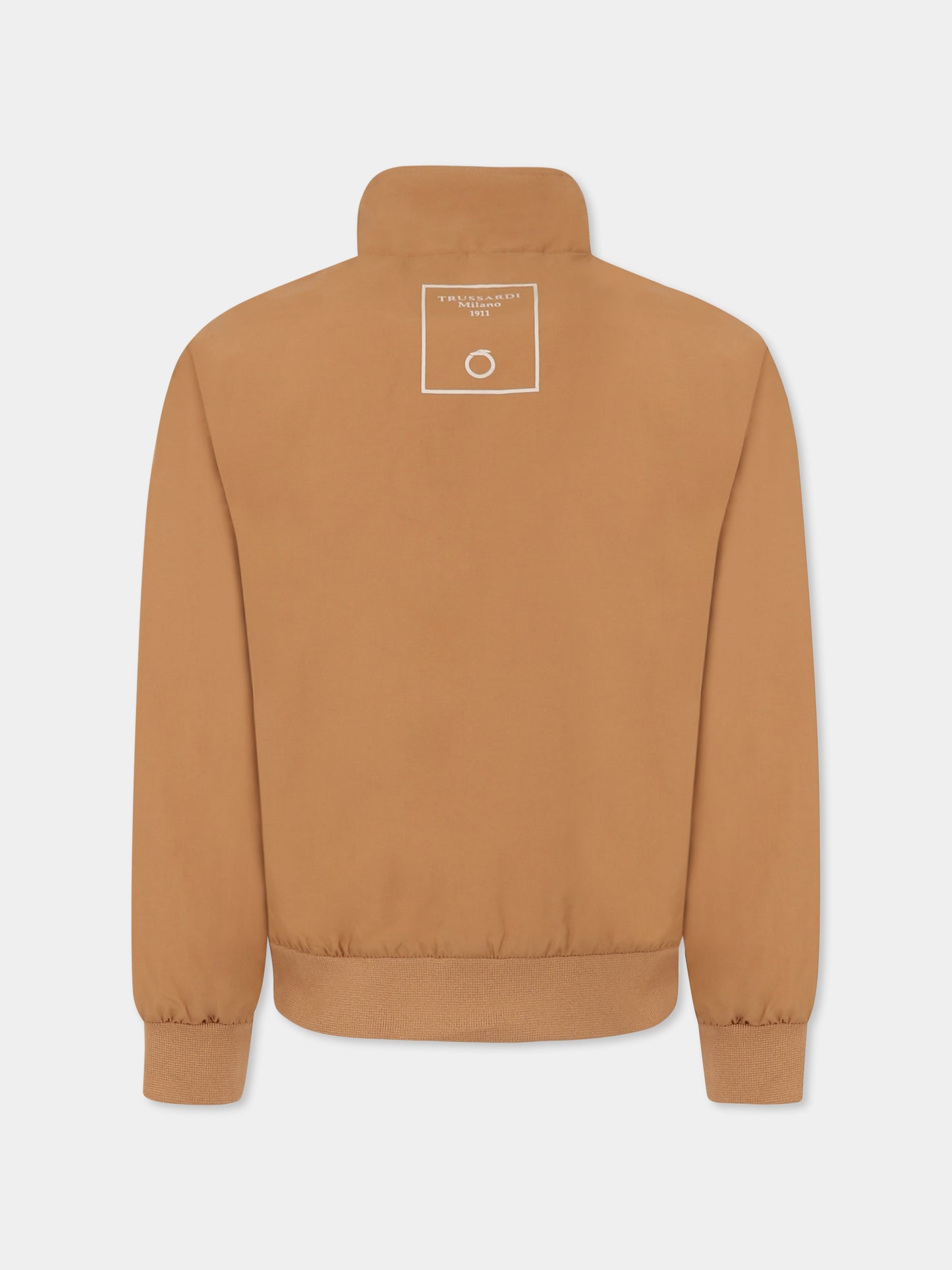 Giubbotto marrone per bambino con logo,Trussardi Junior,TBP25088GB BEIGE MOICA