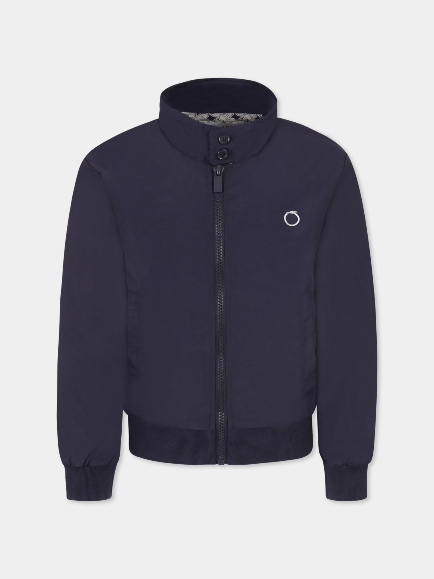 Giubbotto blu per bambino con logo,Trussardi Junior,TBP25088GB BLUE NAVY