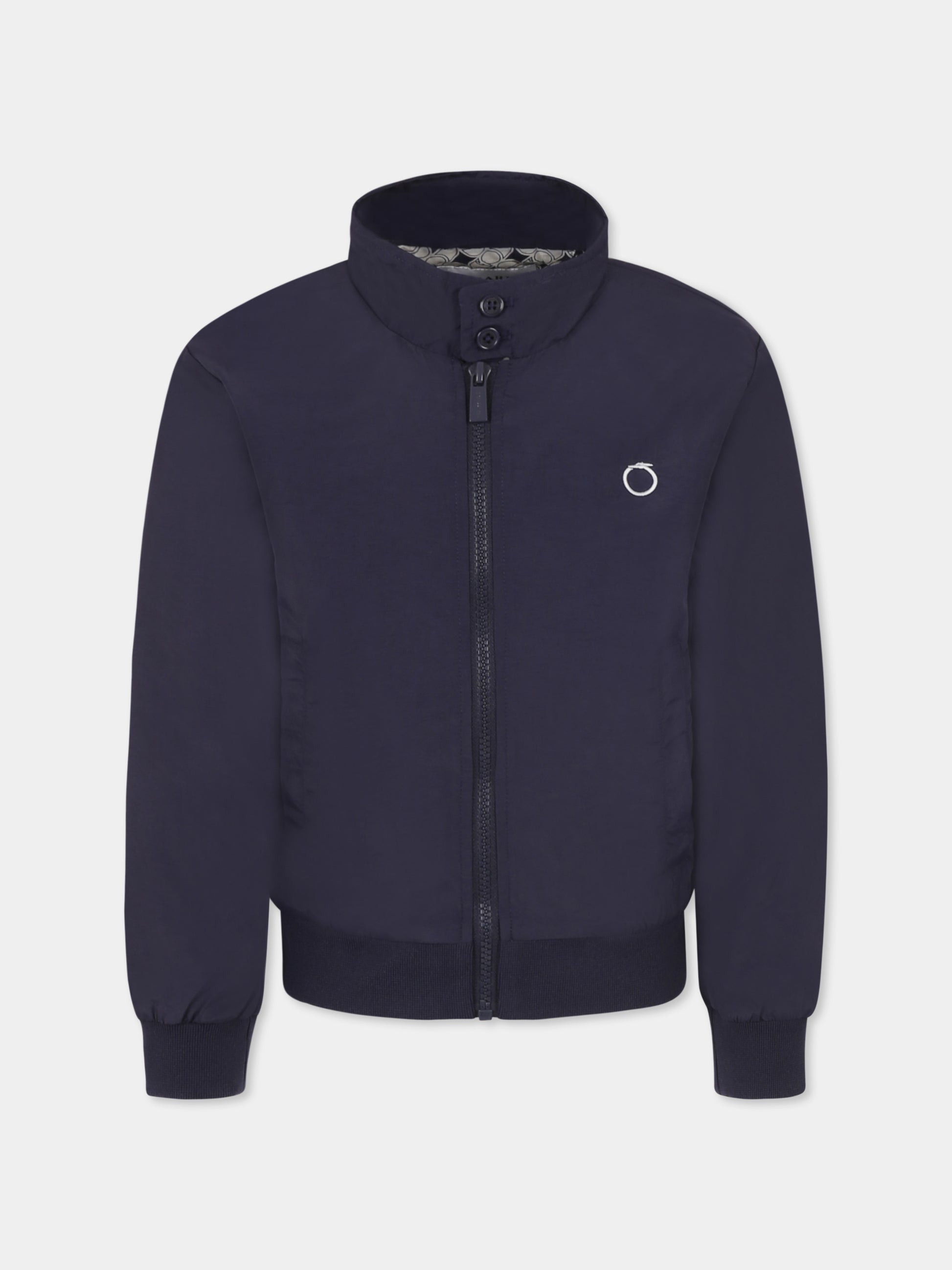 Giubbotto blu per bambino con logo,Trussardi Junior,TBP25088GB BLUE NAVY