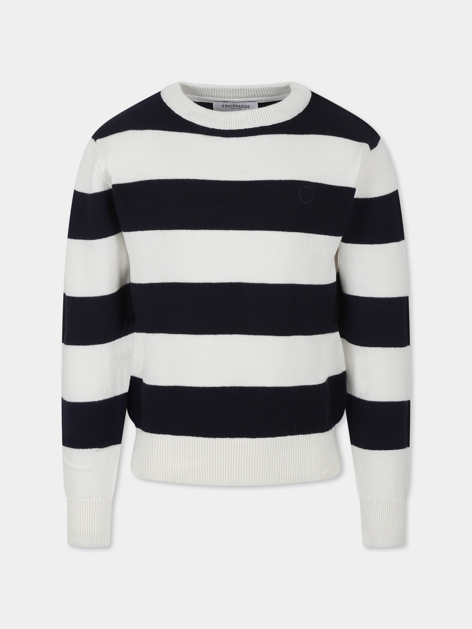 Maglione bianco per bambino con logo,Trussardi Junior,TBP25090MA WHITE