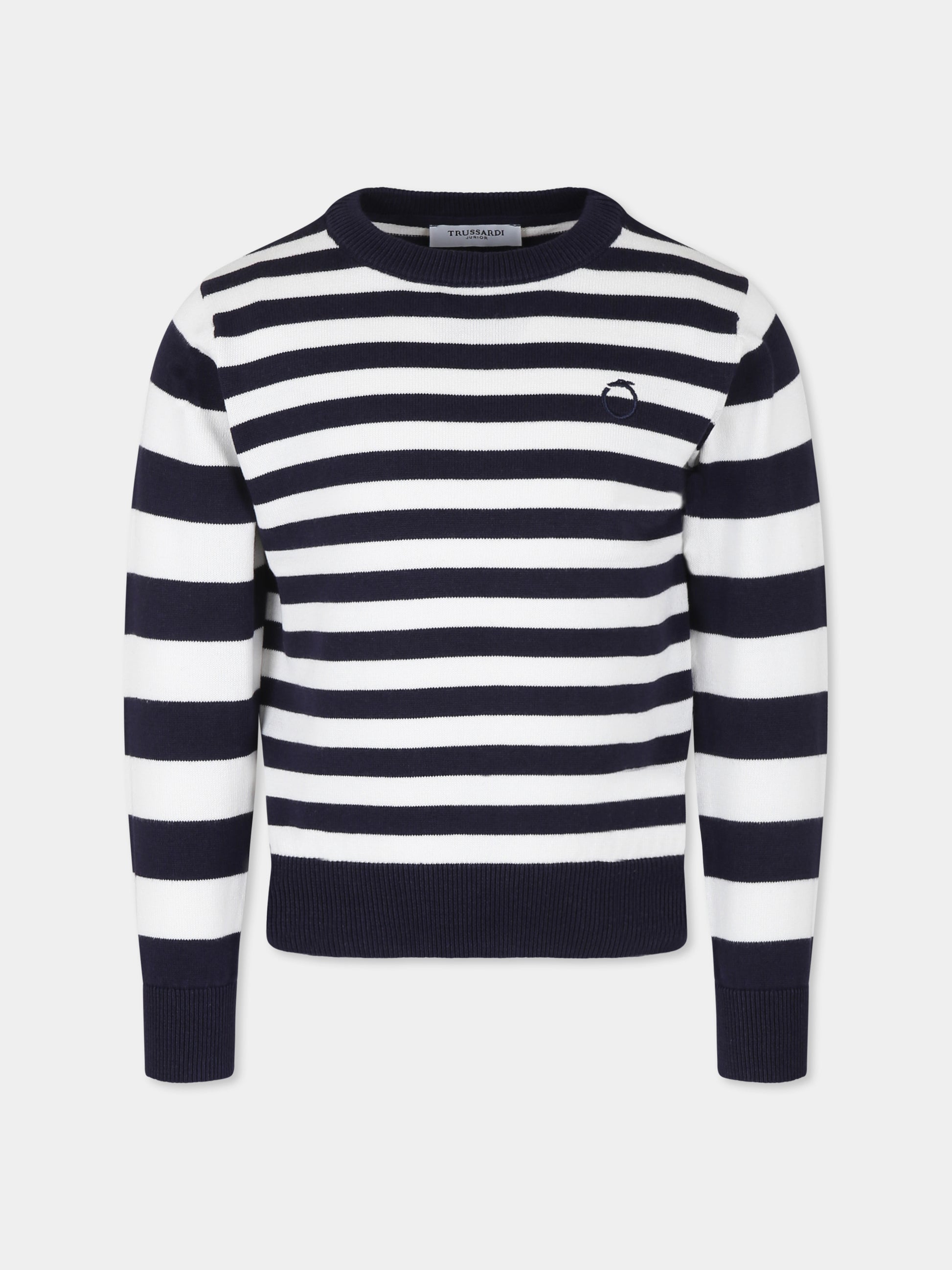 Maglione bianco per bambino con logo,Trussardi Junior,TBP25109MA WHITE