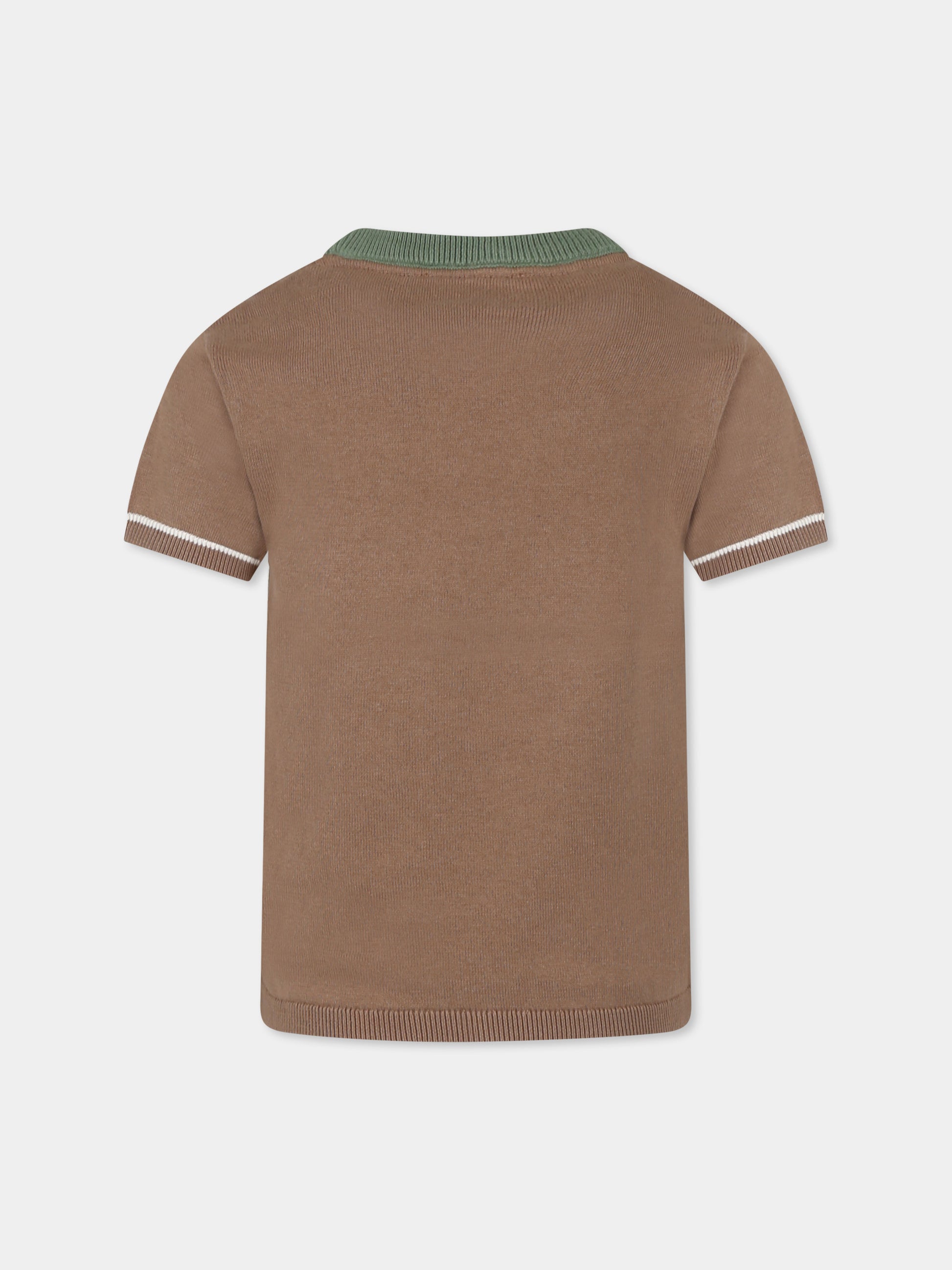 Maglione marrone per bambini con logo,Trussardi Junior,TBP25113MA BEIGE MOICA