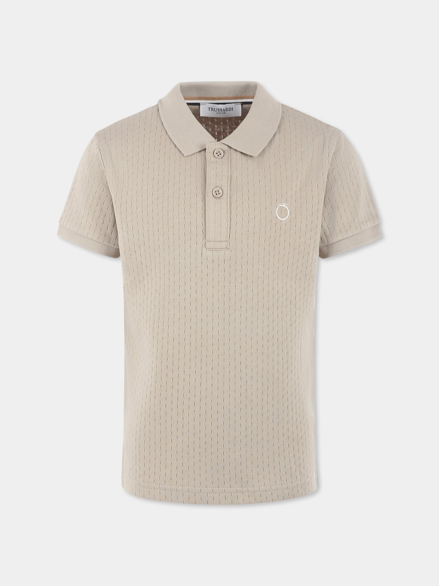 Polo beige per bambino con logo,Trussardi Junior,TBP25124PO SAND
