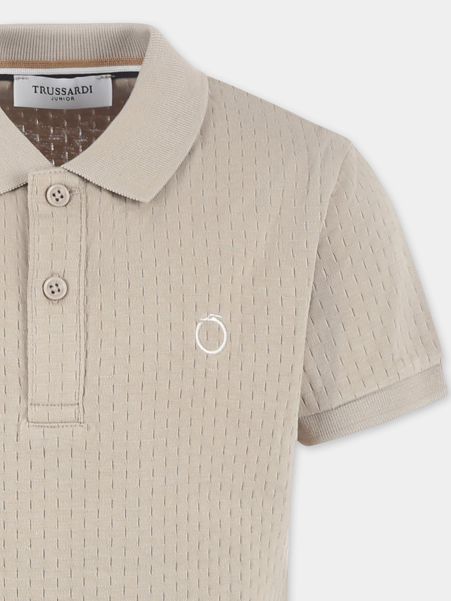 Polo beige per bambino con logo,Trussardi Junior,TBP25124PO SAND