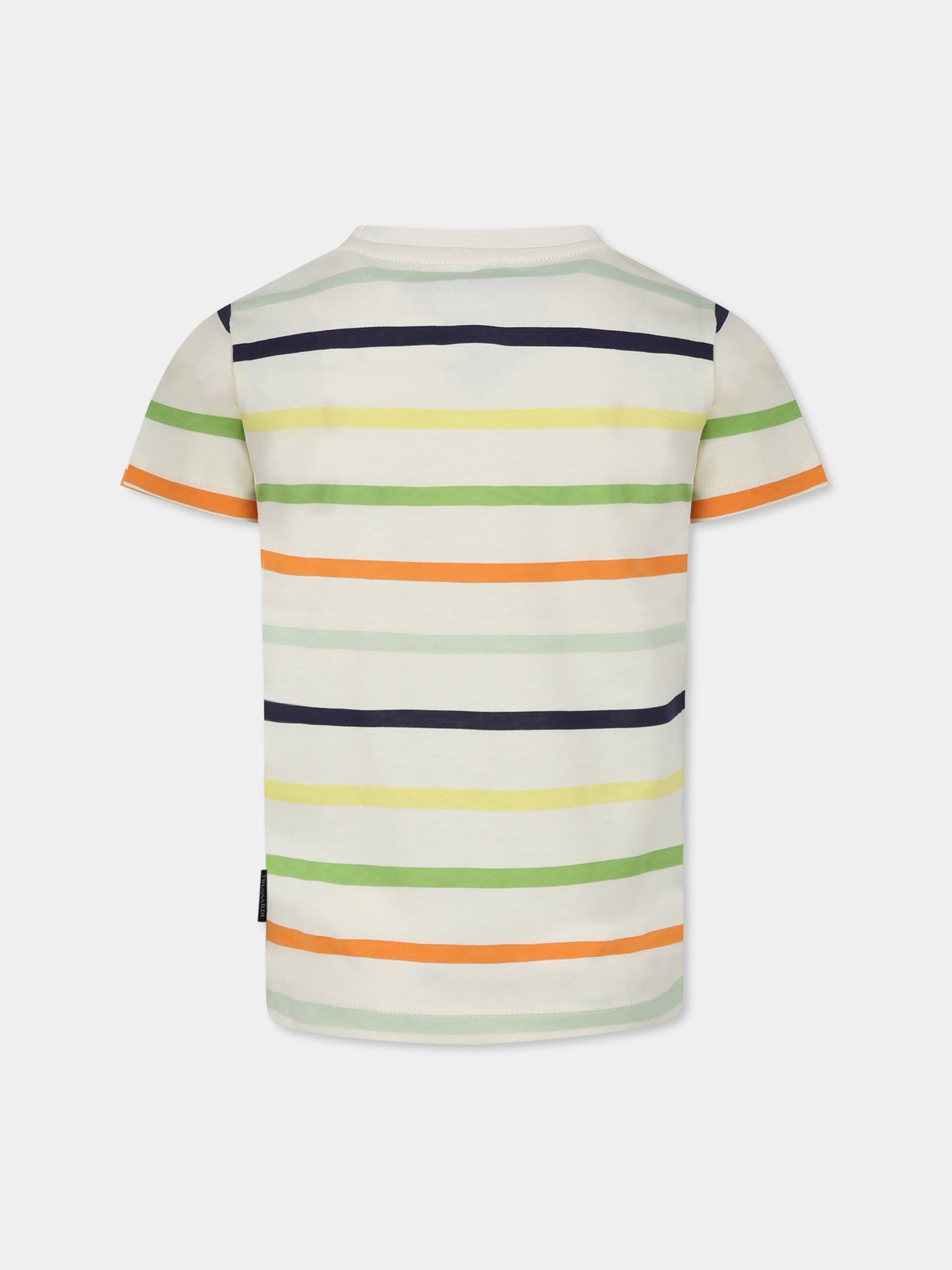 T-shirt multicolor per bambino con logo,Trussardi Junior,TBP25125TS BUTTER MULTI STRIPES