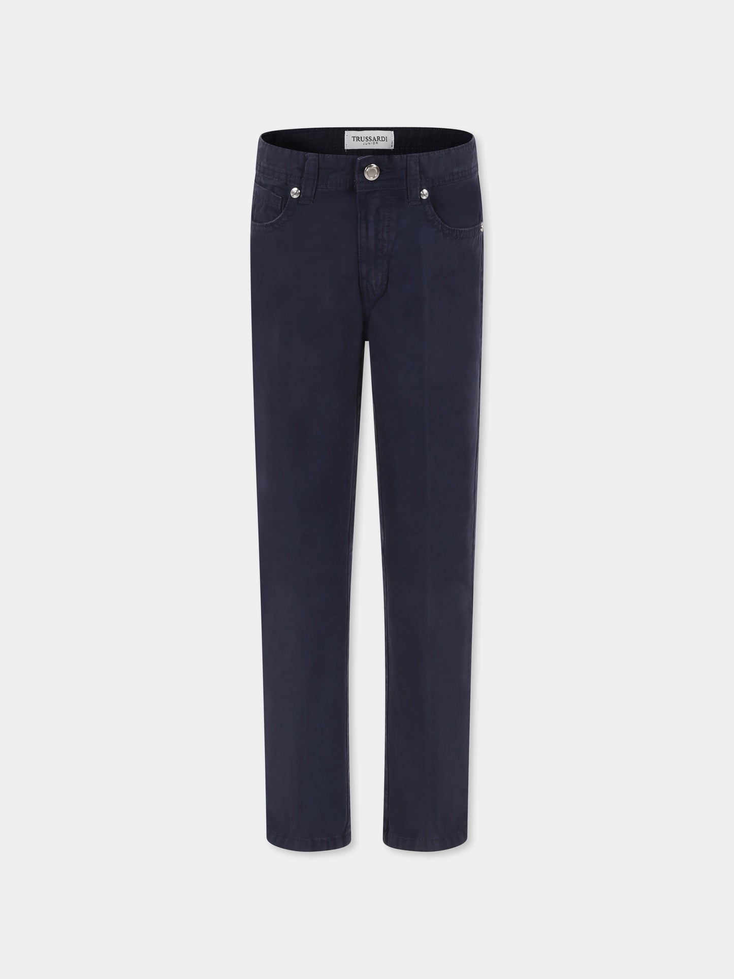 Pantaloni blu per bambino con logo,Trussardi Junior,TBP25134PA BLUE NAVY