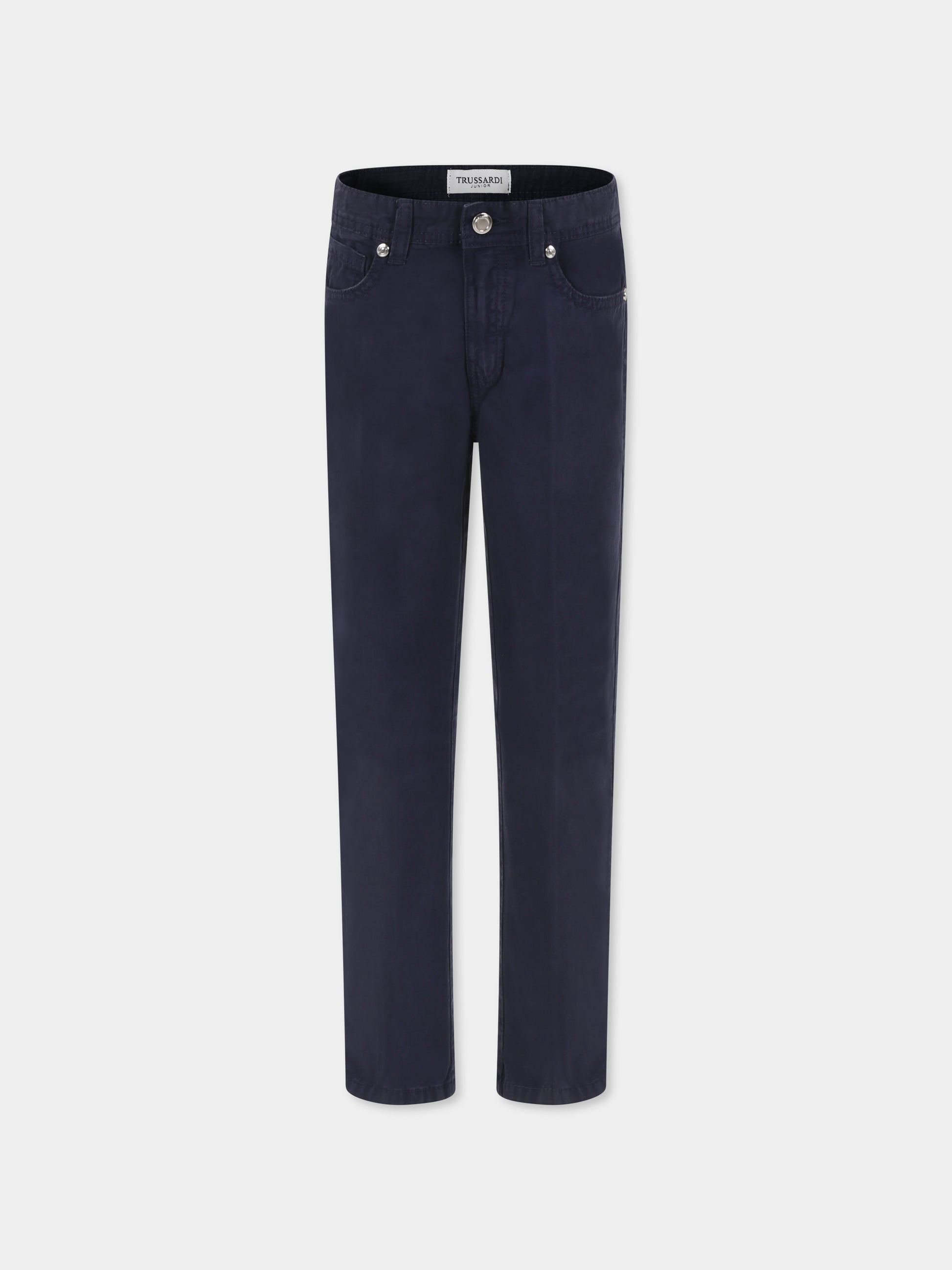 Pantaloni blu per bambino con logo,Trussardi Junior,TBP25134PA BLUE NAVY