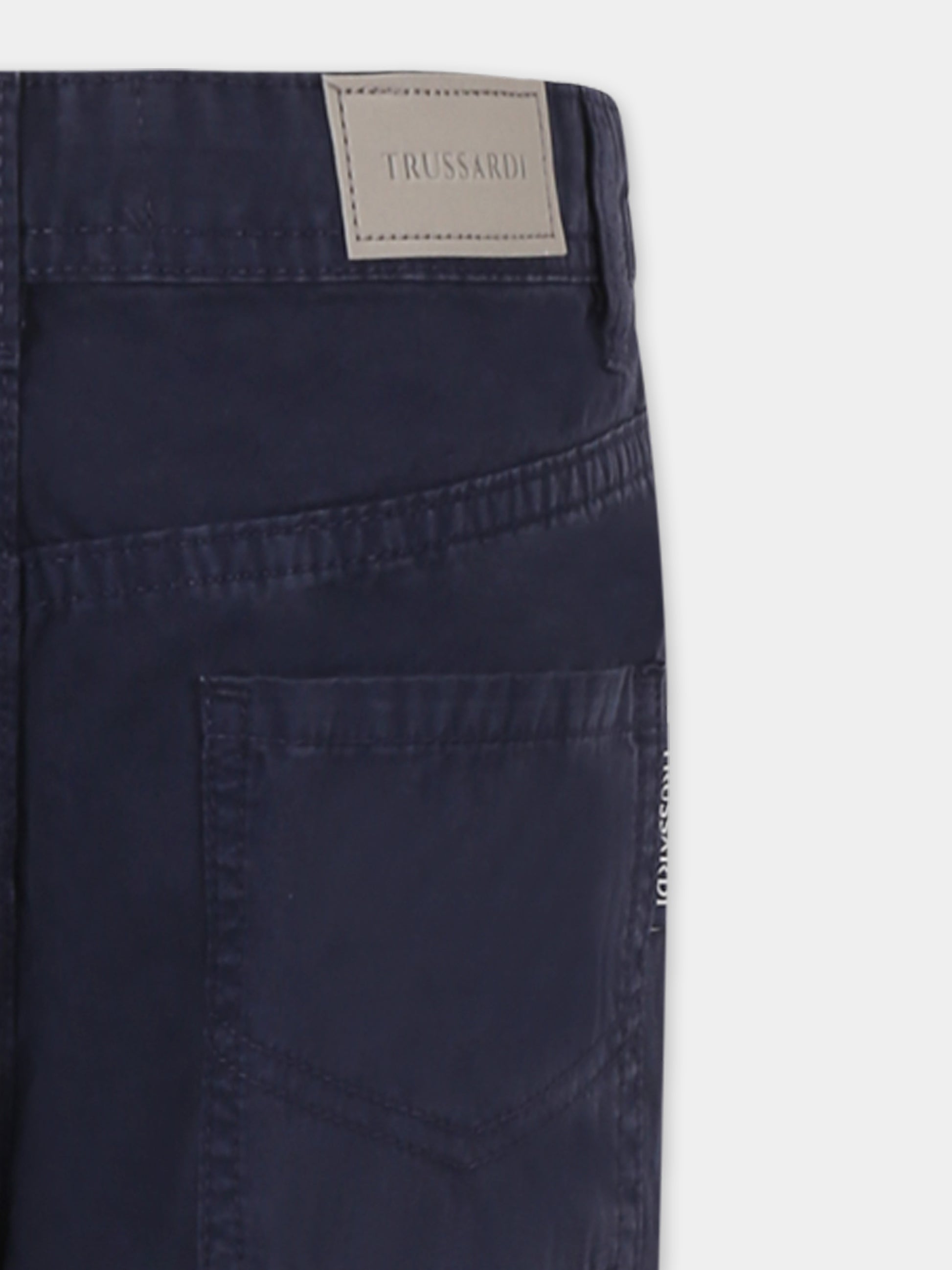 Pantaloni blu per bambino con logo,Trussardi Junior,TBP25134PA BLUE NAVY