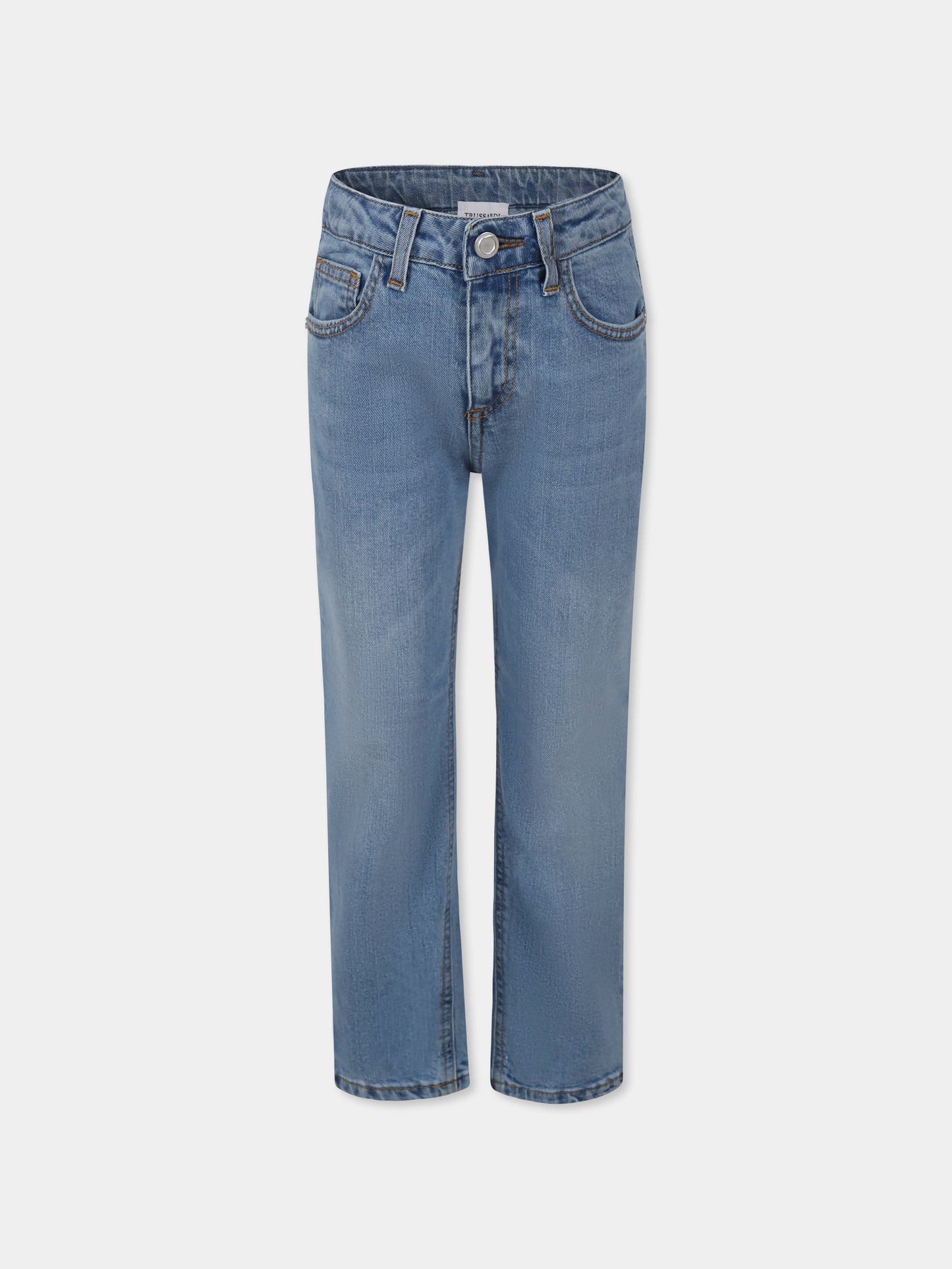 Jeans denim per bambino con logo,Trussardi Junior,TBP25172JE DENIM BLUE LIGHT