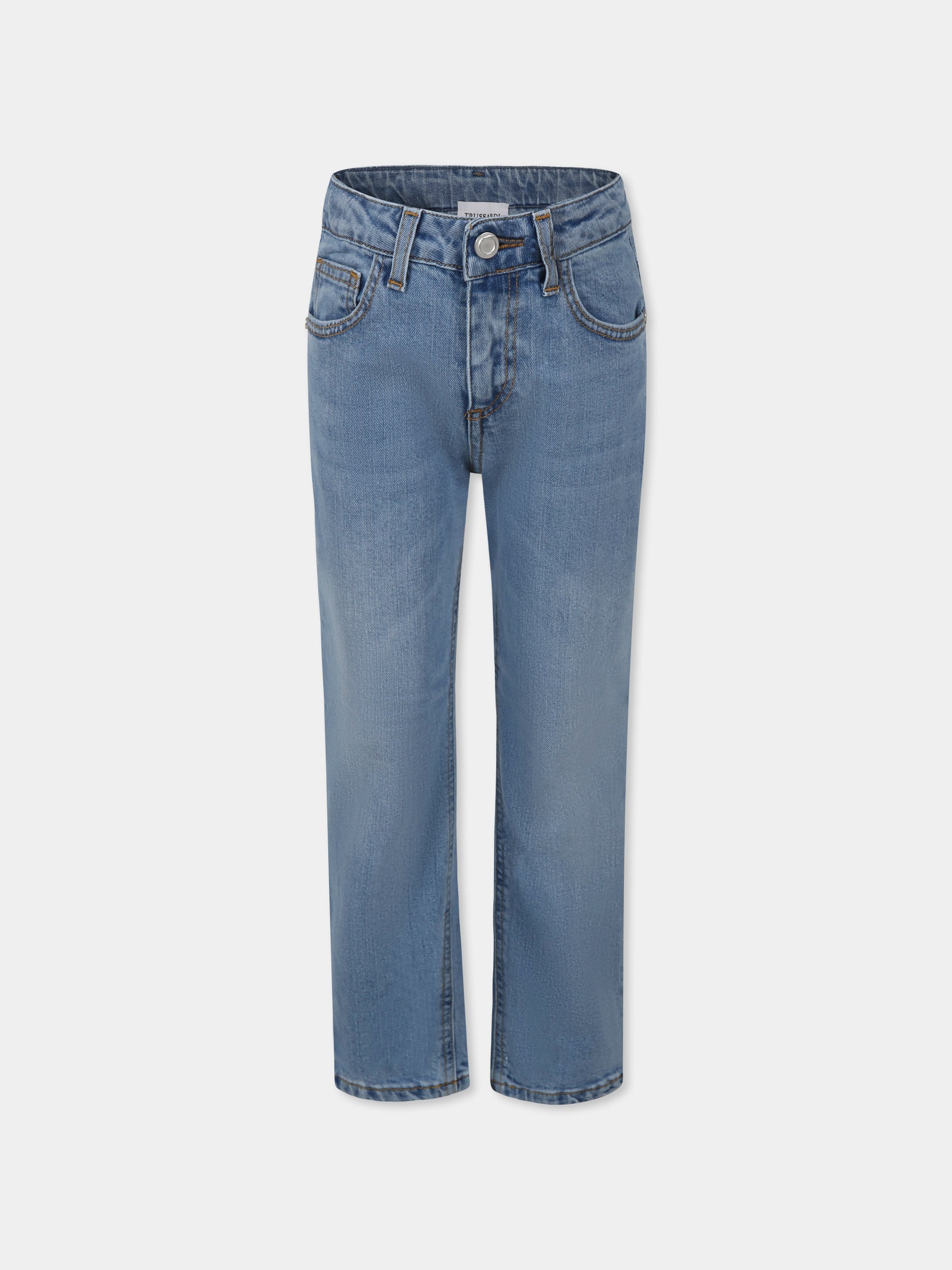Jeans denim per bambino con logo,Trussardi Junior,TBP25172JE DENIM BLUE LIGHT