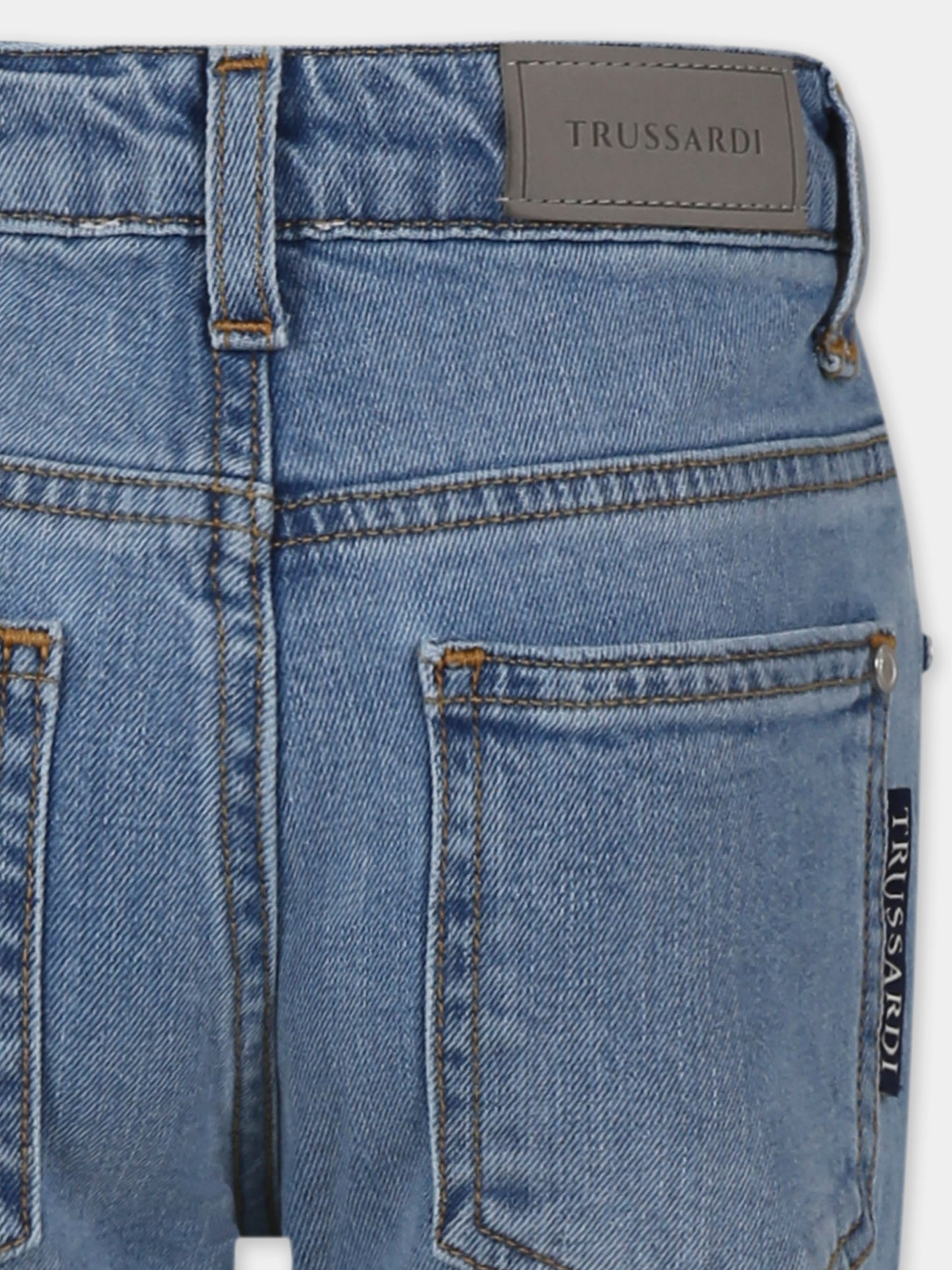 Jeans denim per bambino con logo,Trussardi Junior,TBP25172JE DENIM BLUE LIGHT