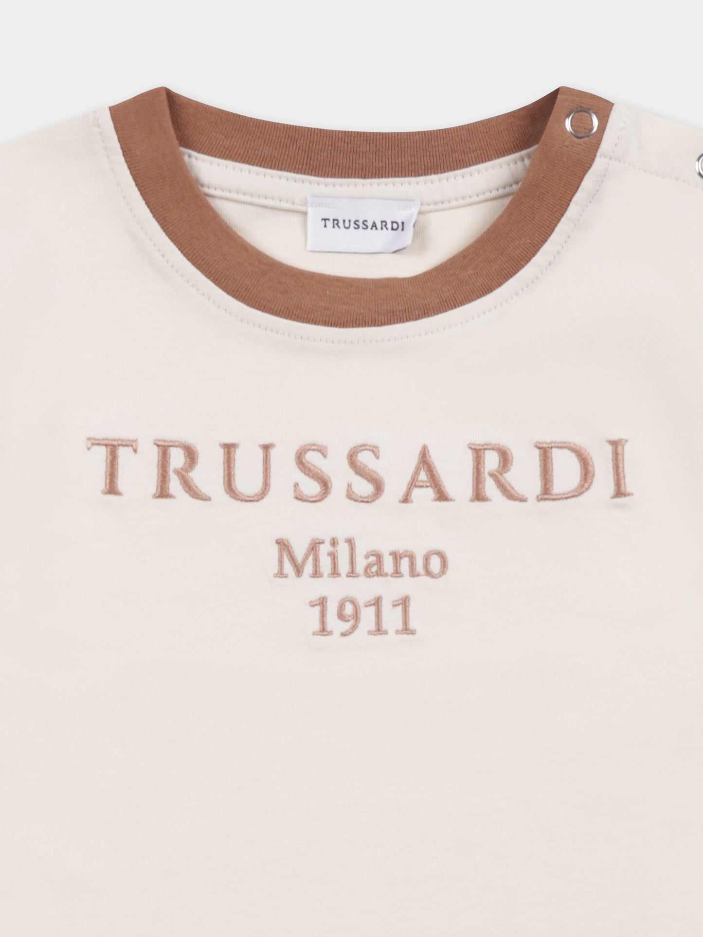 T-shirt avorio per neonato con logo,Trussardi Junior,TIP25033TS BUTTER