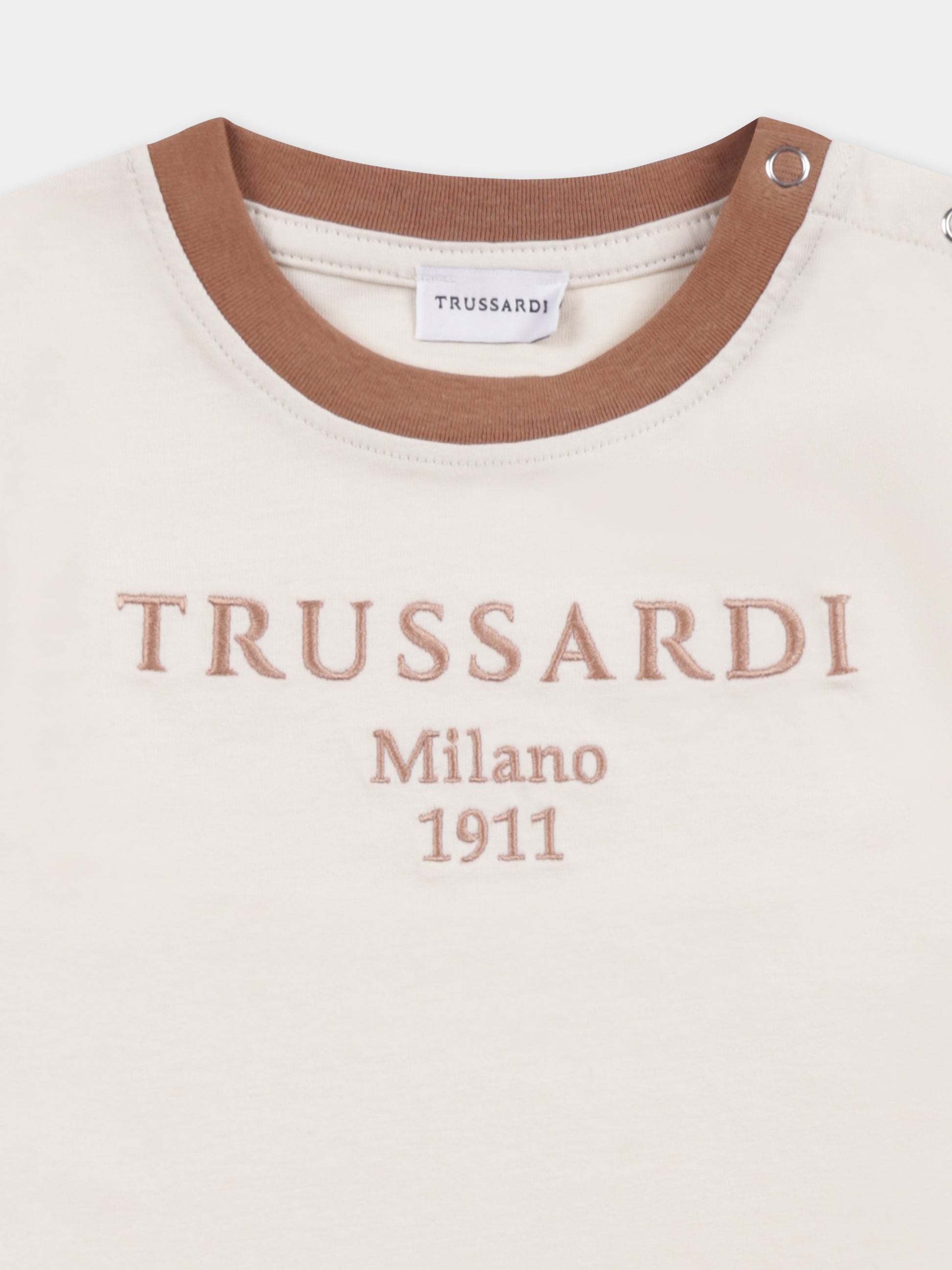 T-shirt avorio per neonato con logo,Trussardi Junior,TIP25033TS BUTTER