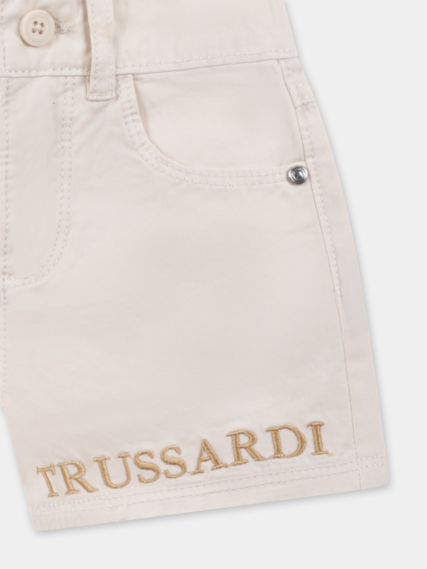 Shorts avorio per neonato con logo,Trussardi Junior,TIP25041BE BUTTER
