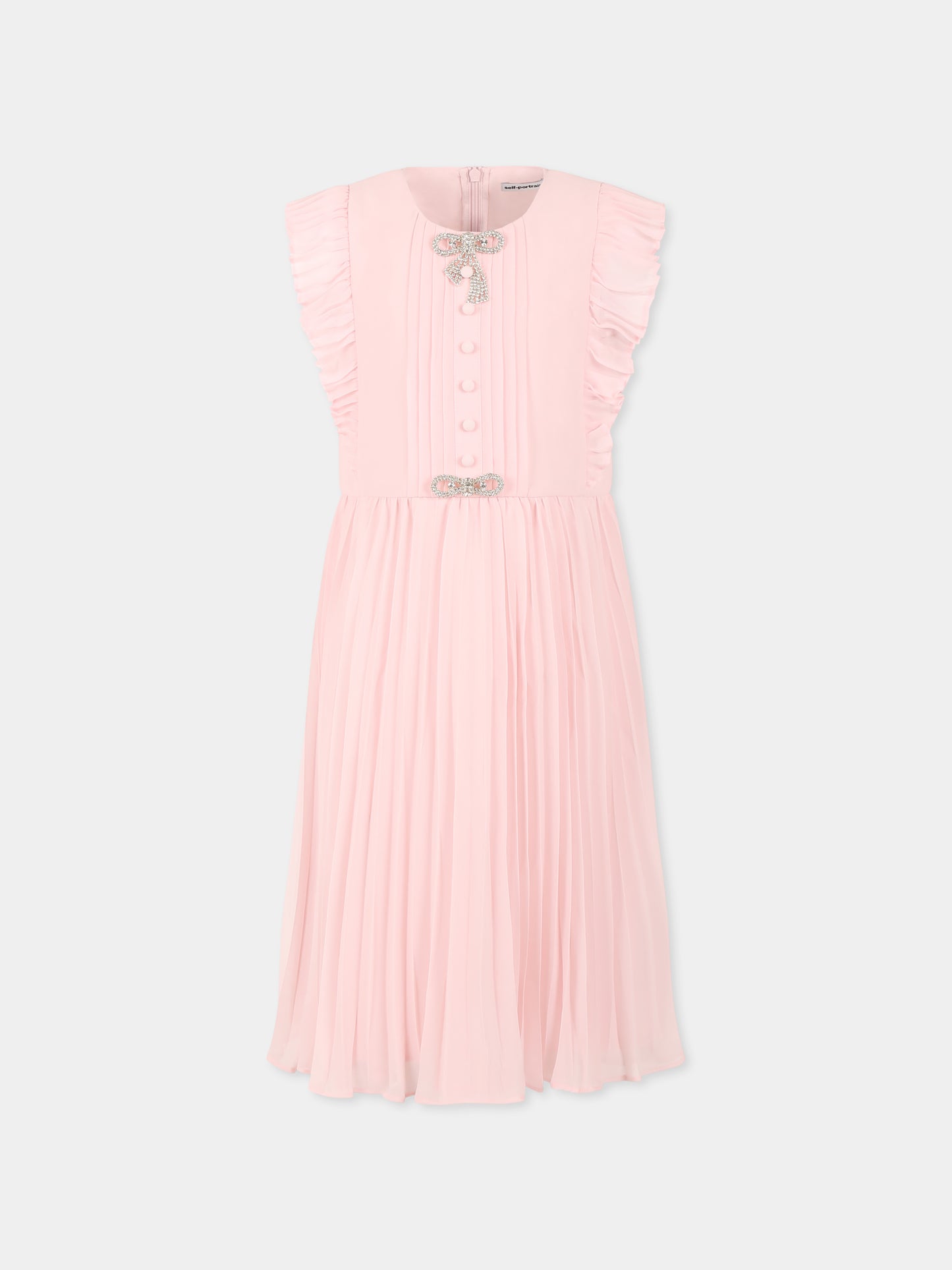 Vestito rosa per bambina con fiocchi,Self-portrait,SS25-733M-P
