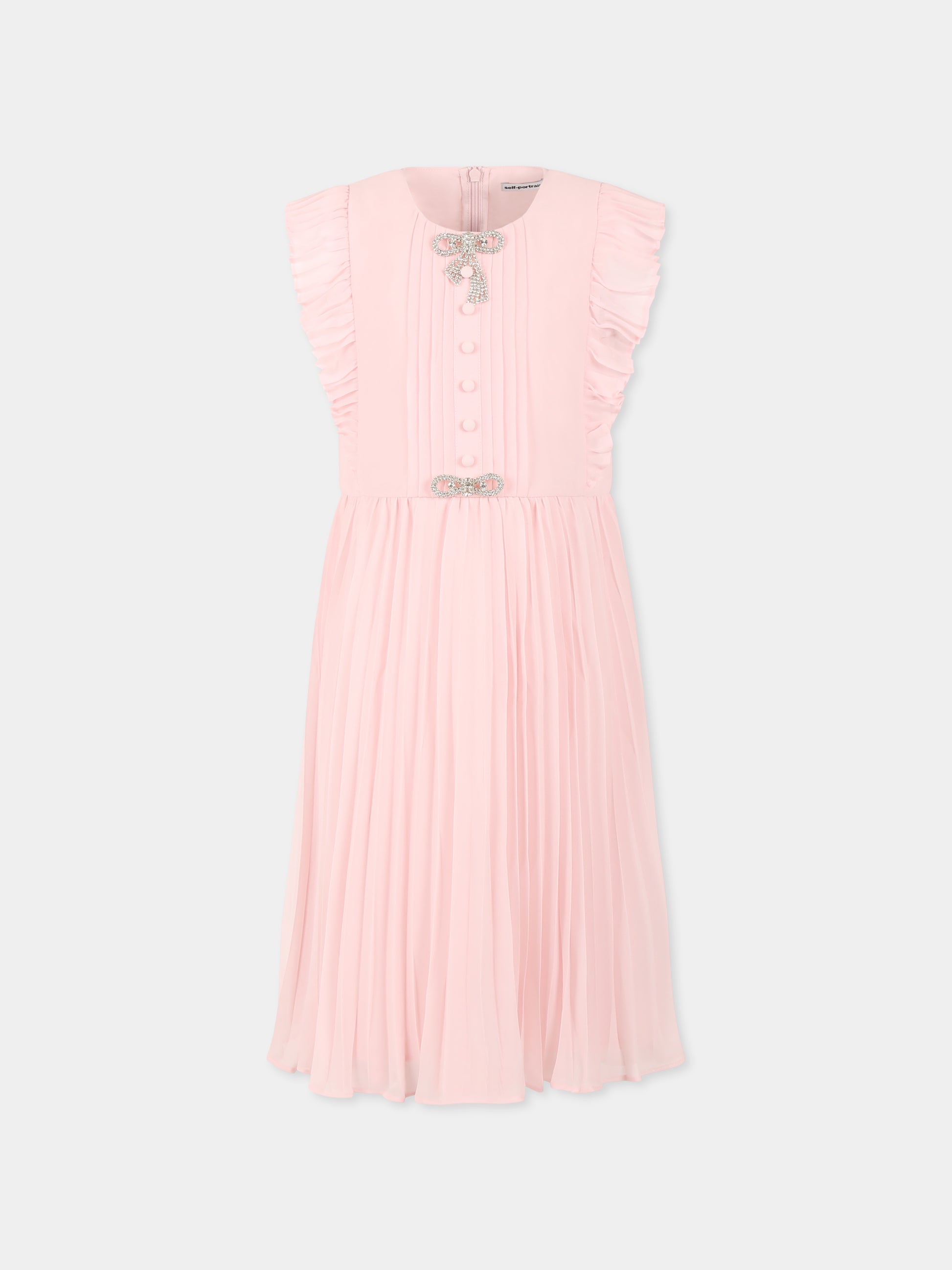Vestito rosa per bambina con fiocchi,Self-portrait,SS25-733M-P
