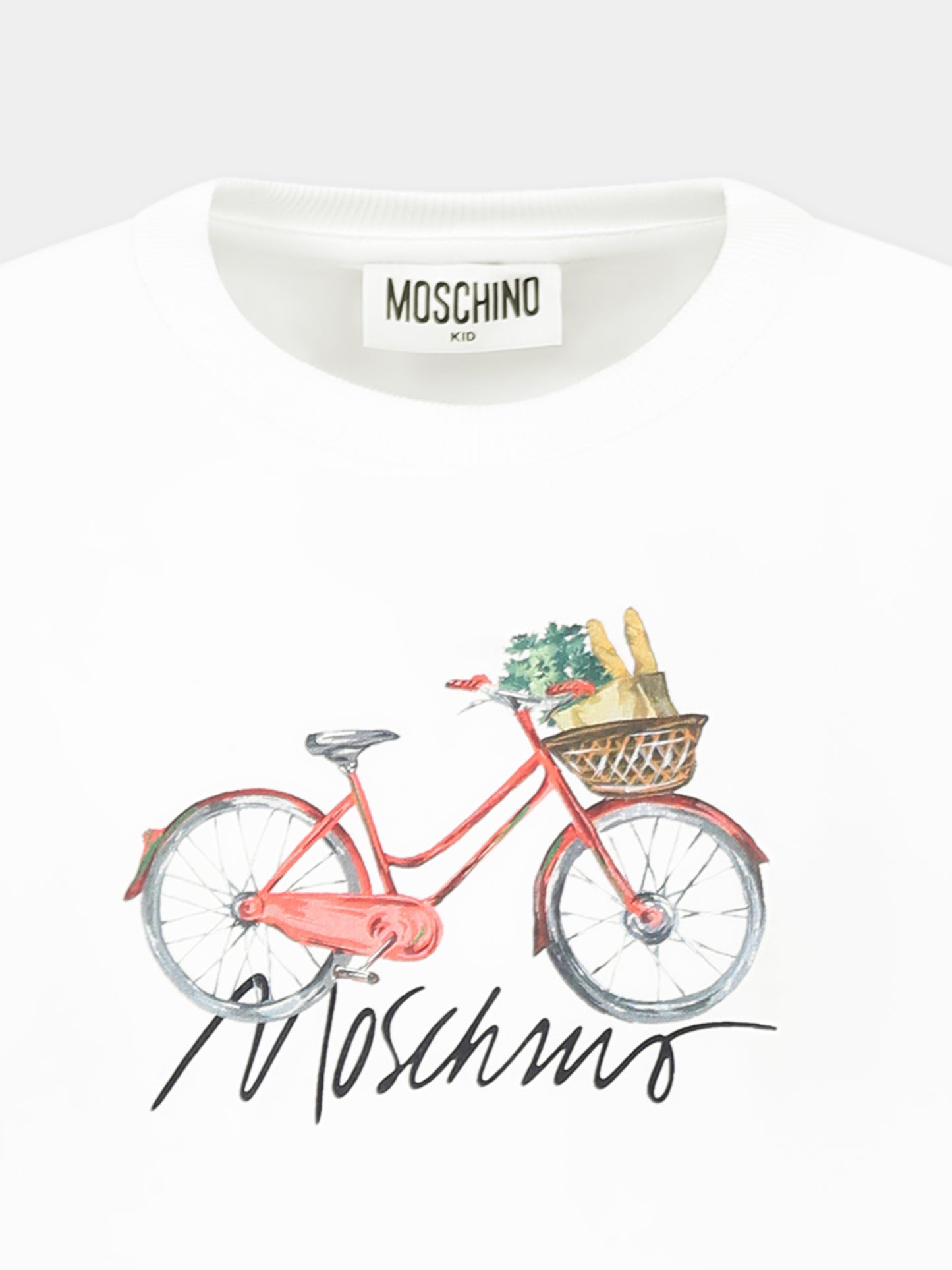 T-shirt bianca per bambina con stampa bicicletta,Moschino Kids,HAM06U LBA10 10101