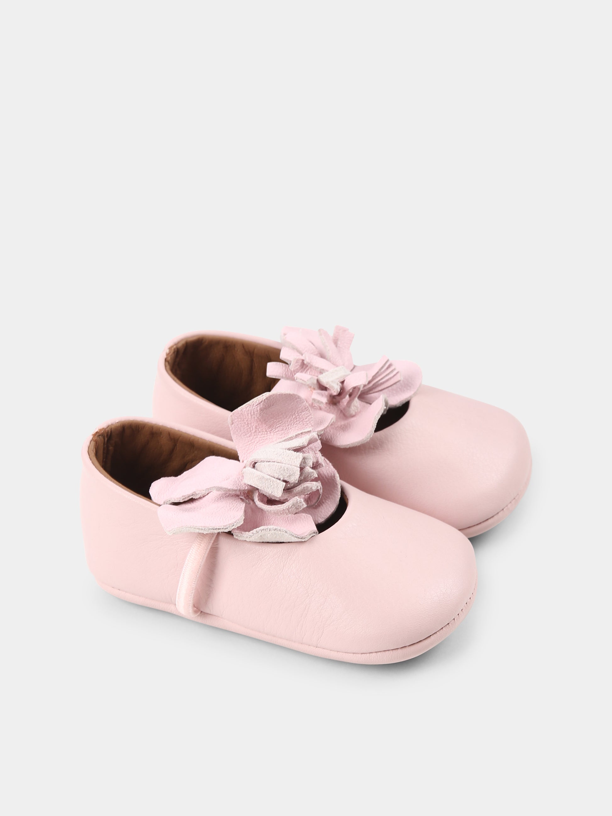 Ballerine rosa per neonata con fiore,Pèpè,0208 FLP VIDM CAMELIA