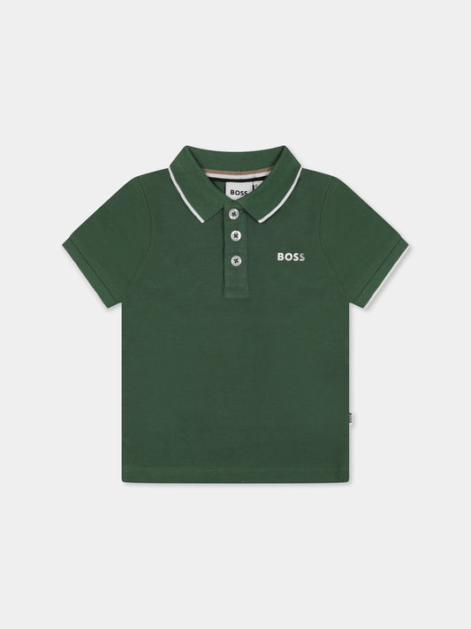Polo verde per neonato con logo,Boss,J50593 651