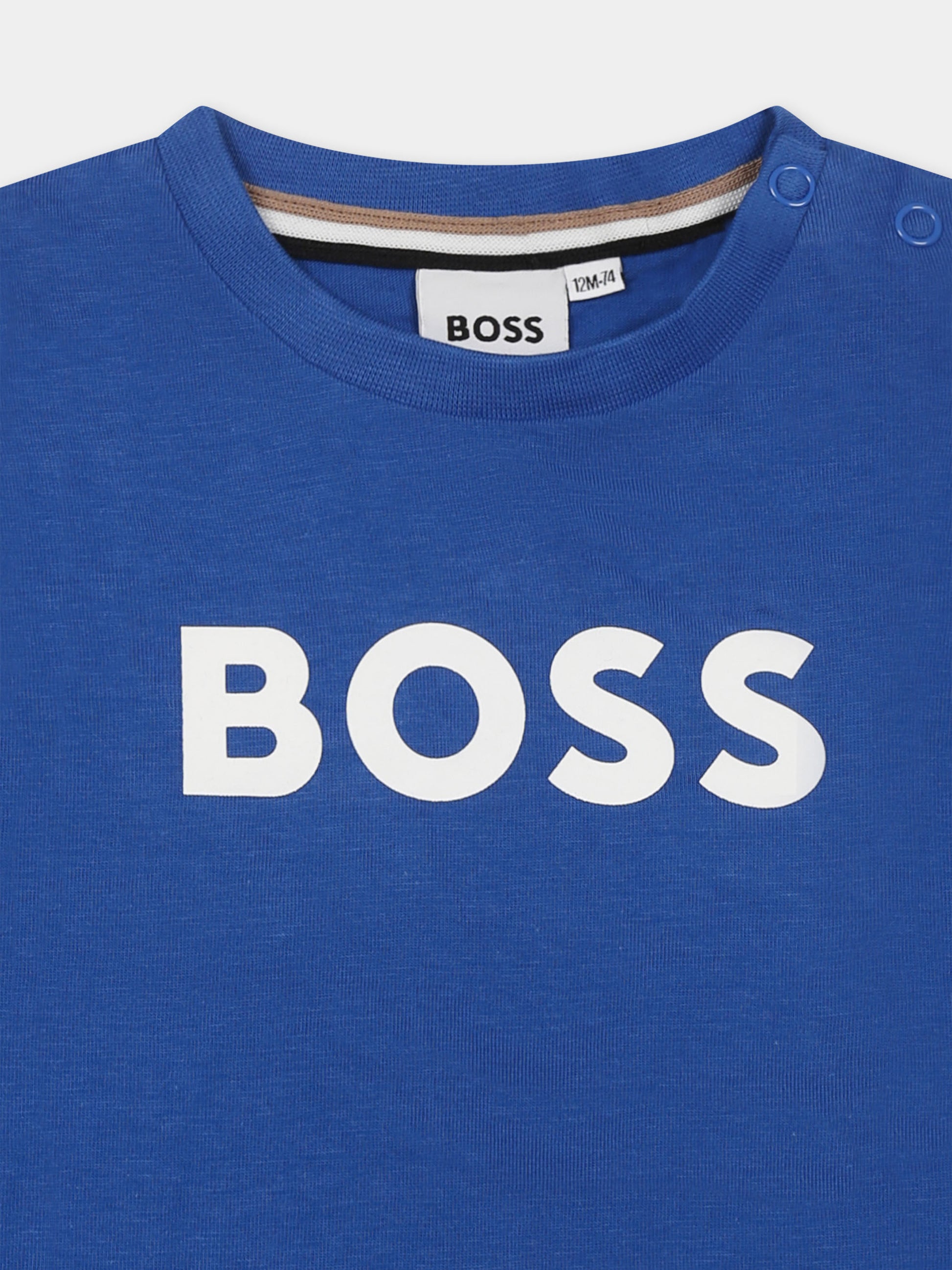 T-shirt blu per neonato con logo,Boss,J50601 872