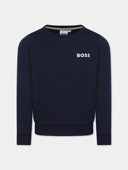 Felpa blu per bambino con logo,Boss,J50713 849