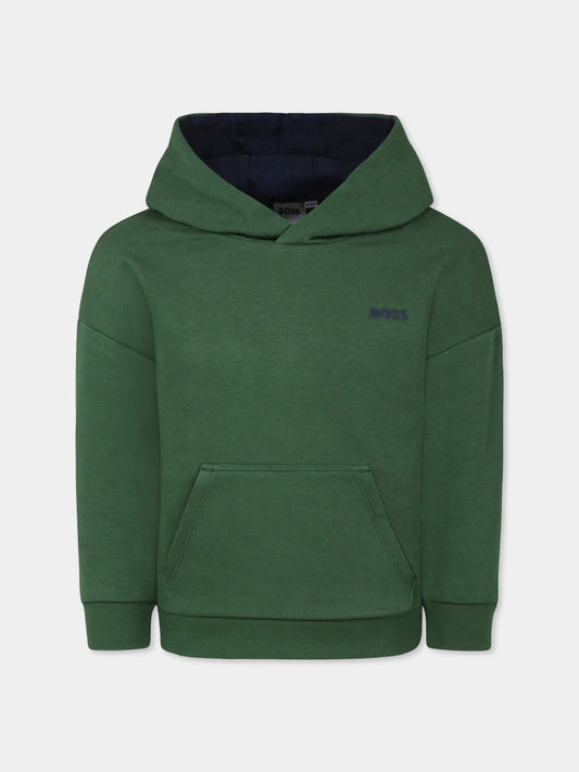 Felpa verde per bambino con logo,Boss,J50714 651