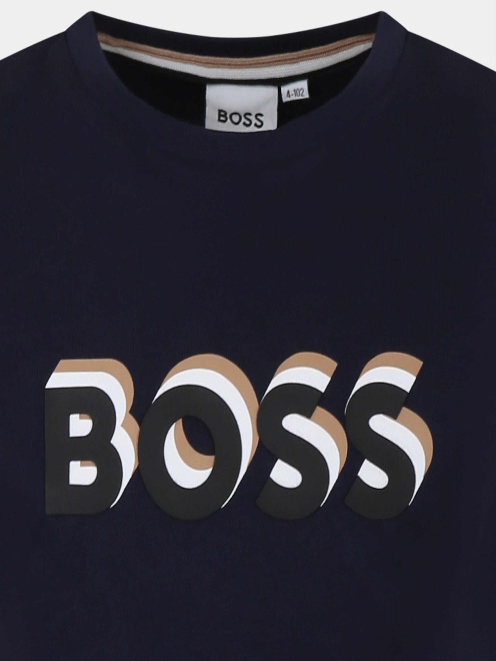 T-shirt blu per bambino con logo,Boss,J50723 849