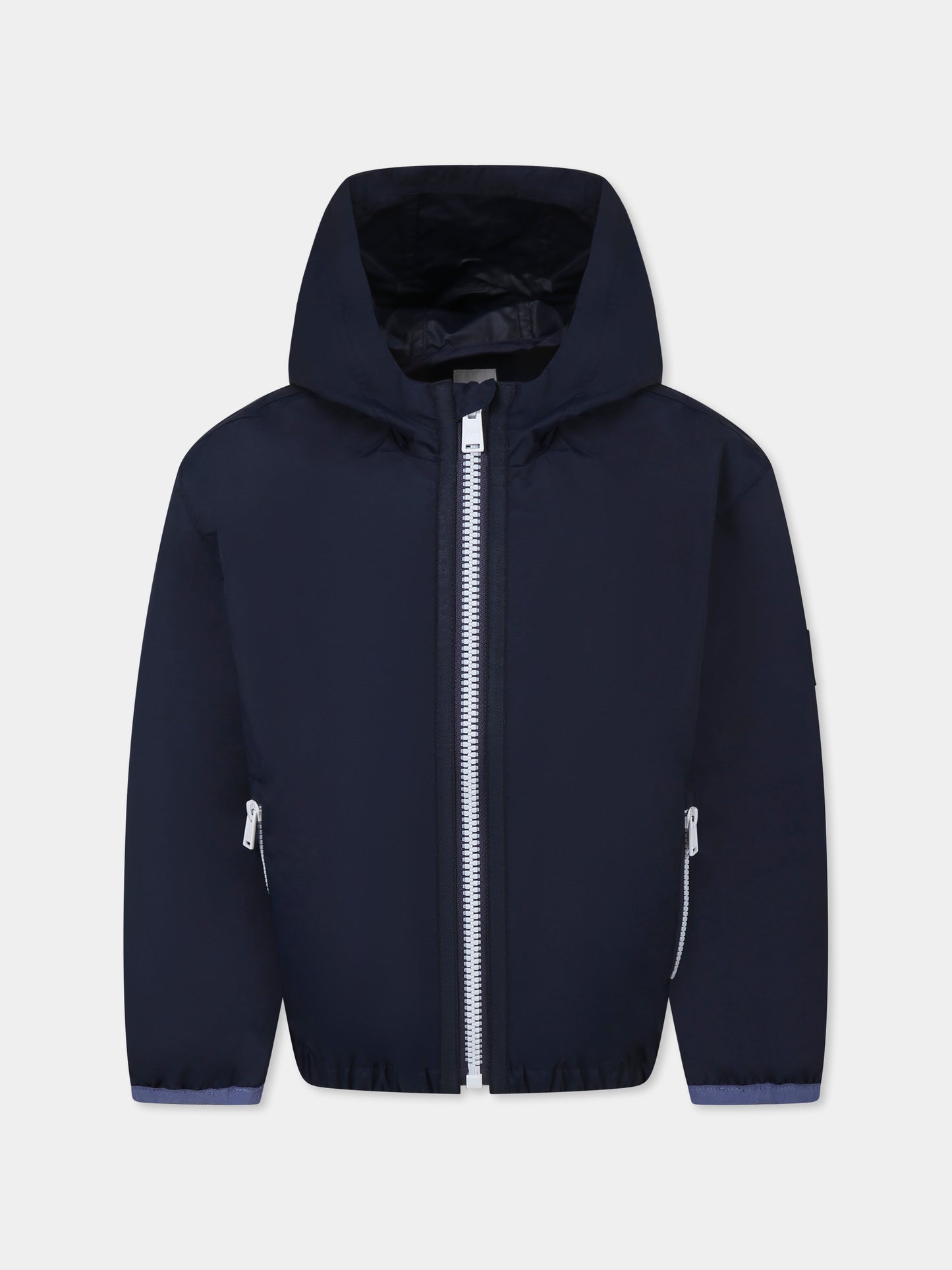 Giacca a vento blu per bambino con logo,Boss,J50738 849