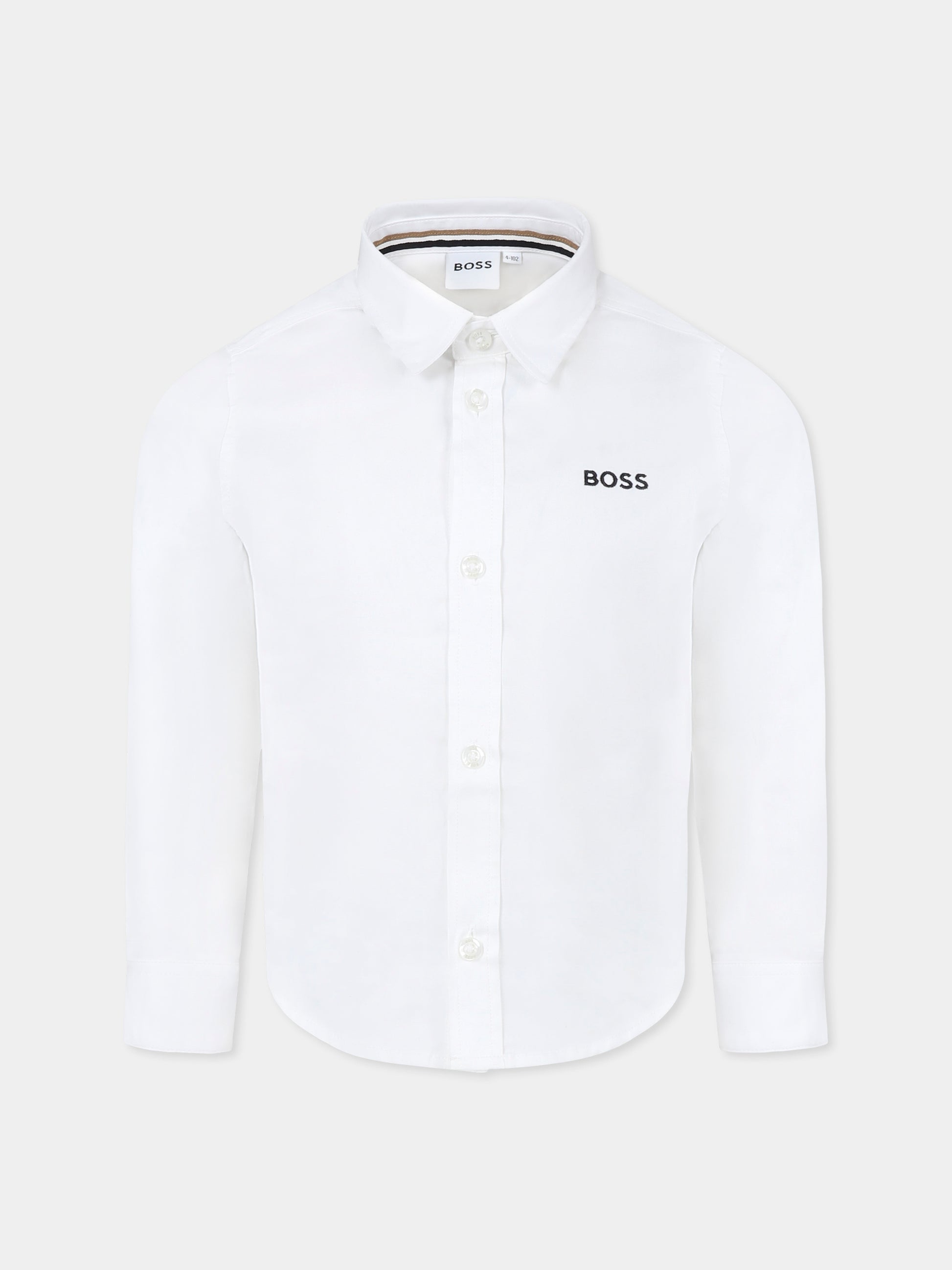 Camicia bianca per bambino con logo,Boss,J51606 10P