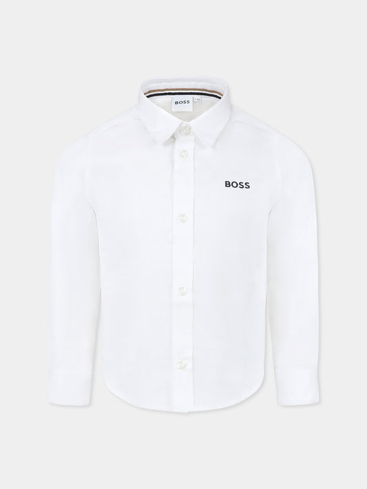 Camicia bianca per bambino con logo,Boss,J51606 10P
