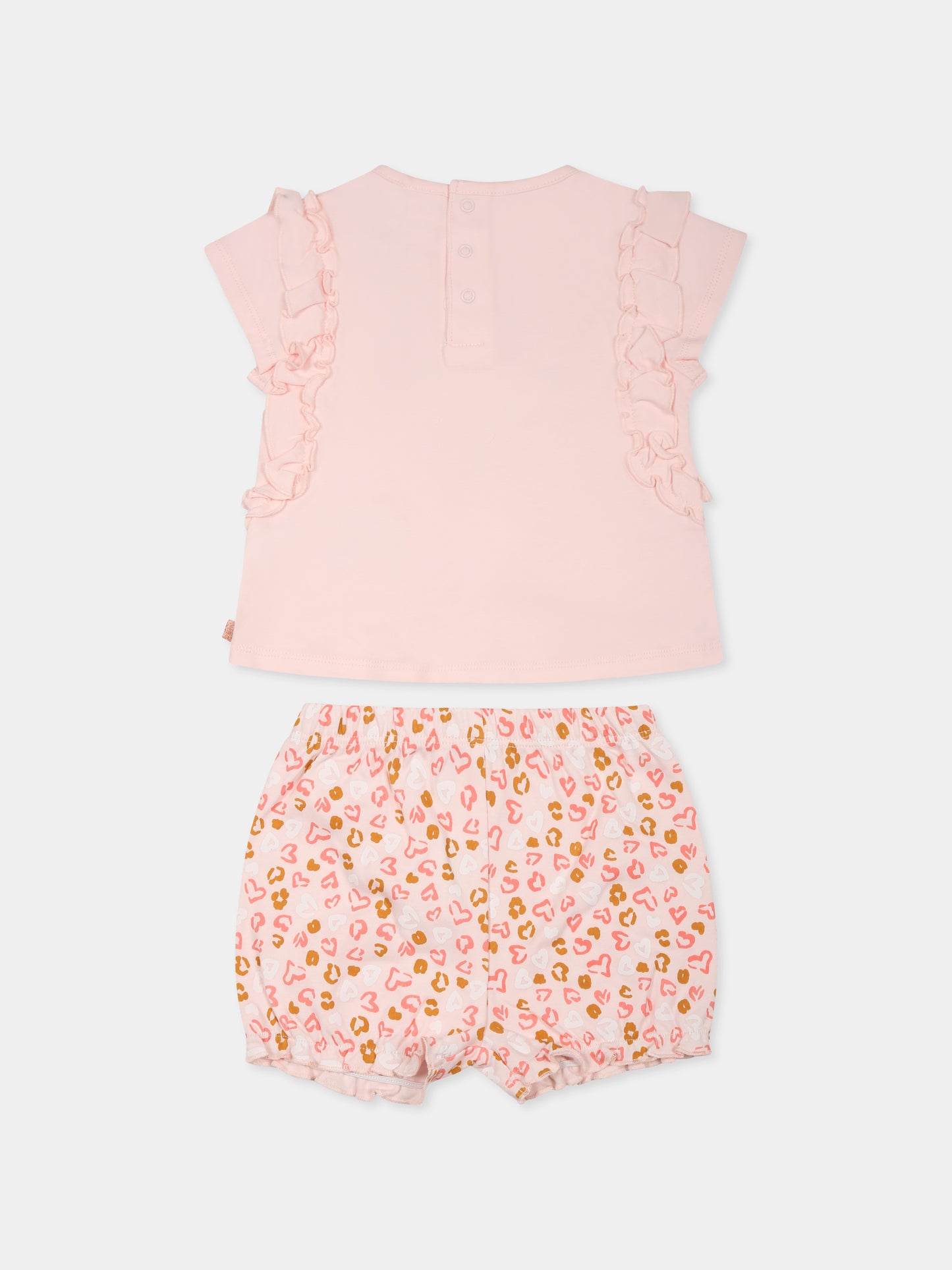 Completo rosa per neonata con cuori,Carrement Beau,Y30012 43B