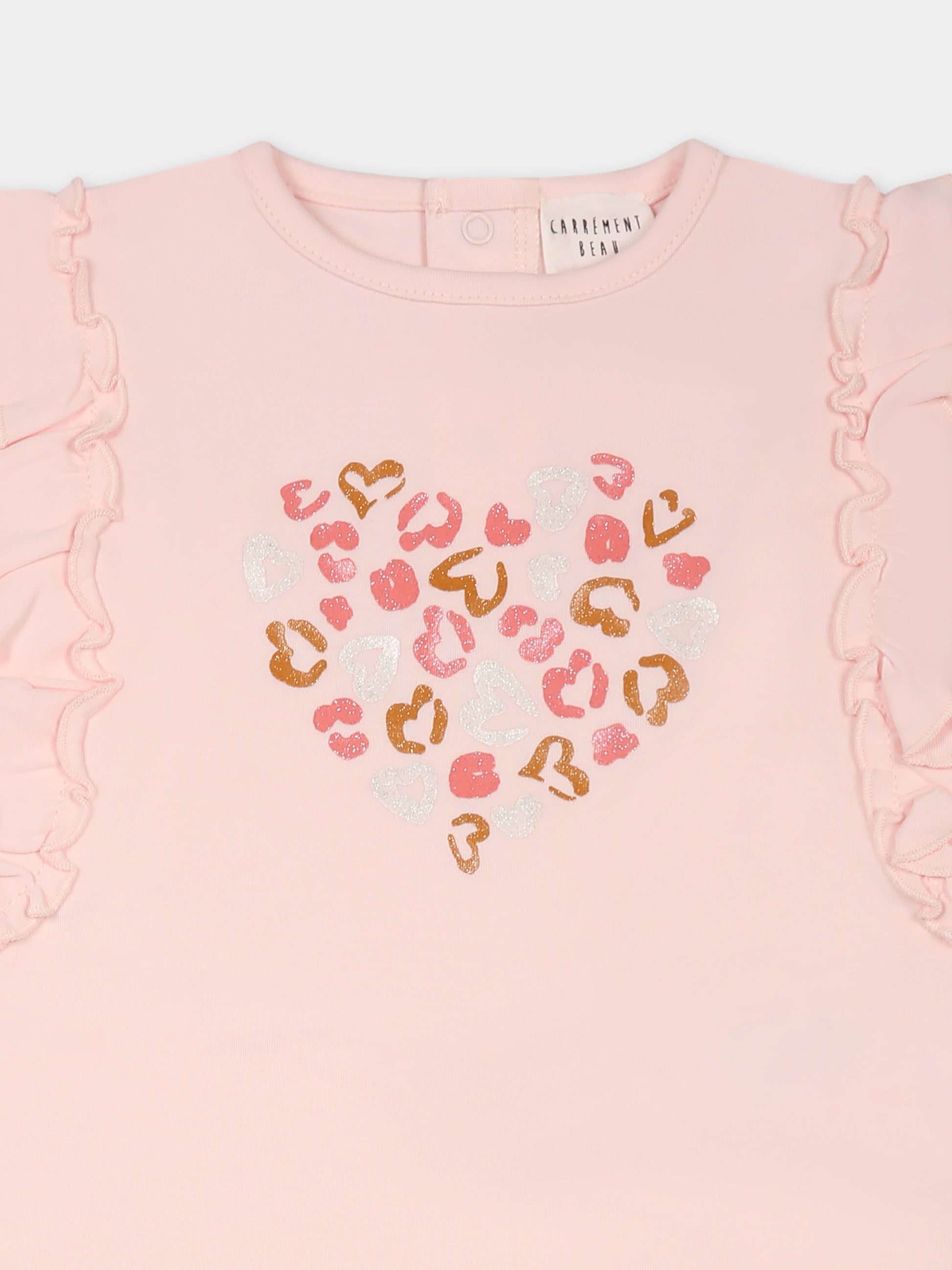 Completo rosa per neonata con cuori,Carrement Beau,Y30012 43B