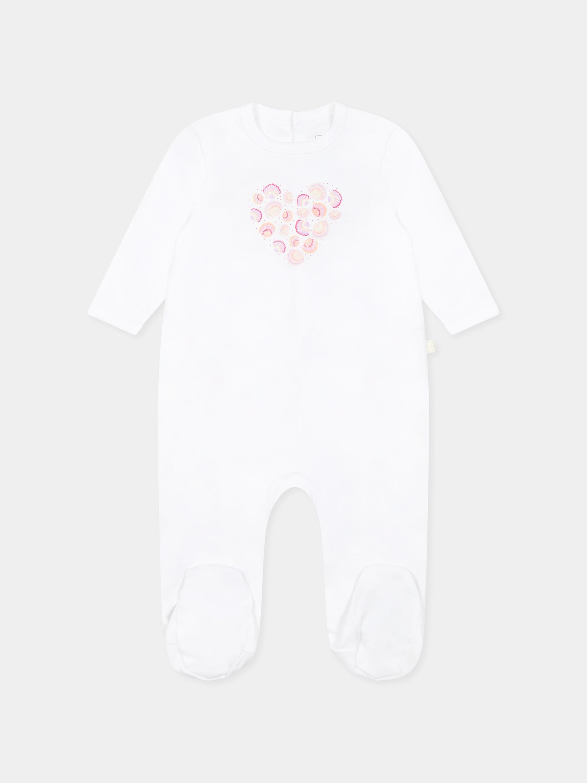 Tutina bianca per neoanta con cuore e conchiglie,Carrement Beau,Y30023 10P