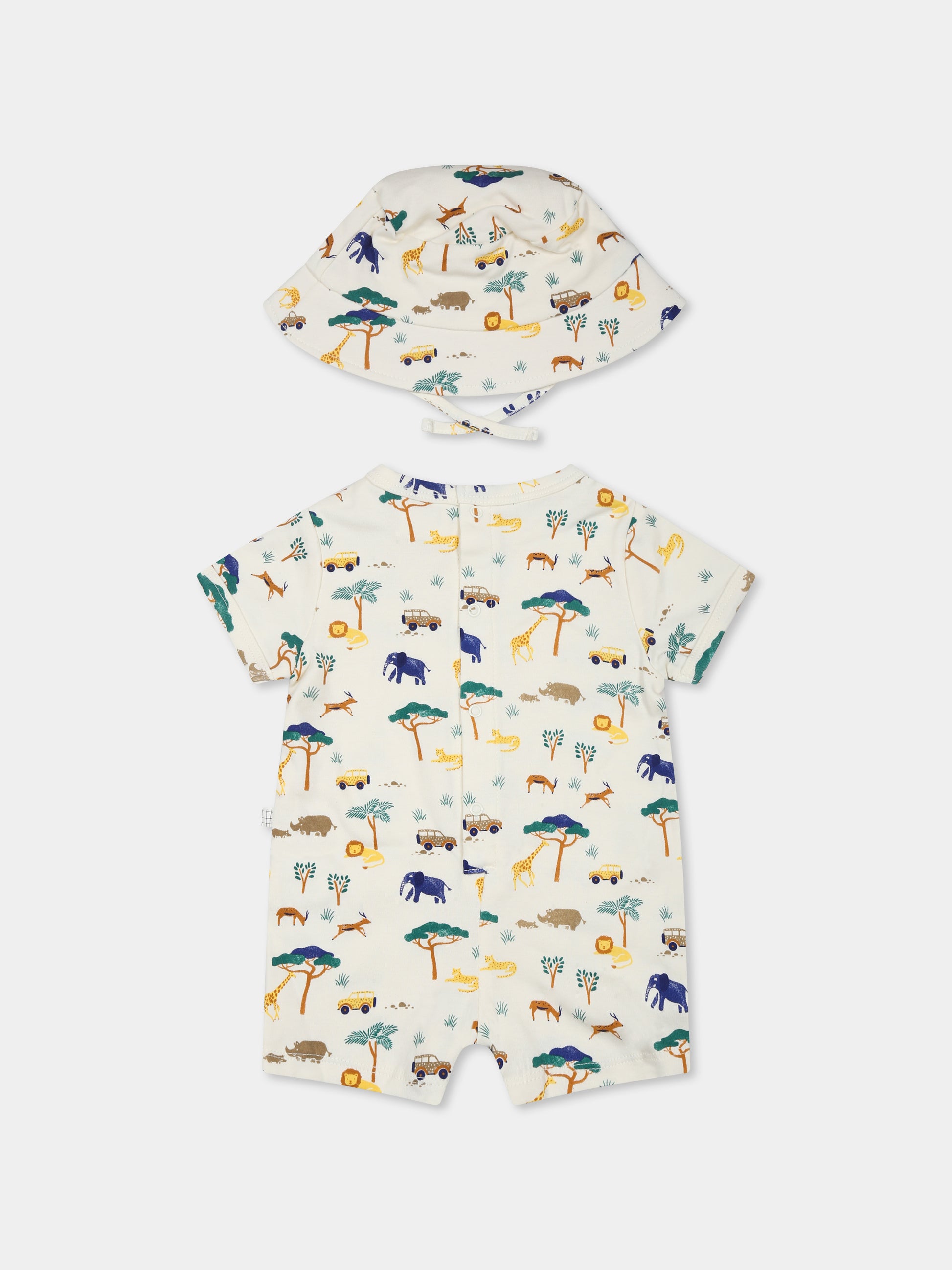 Set pagliaccetto giallo per neonato con stampa savana all over,Carrement Beau,Y30040 519