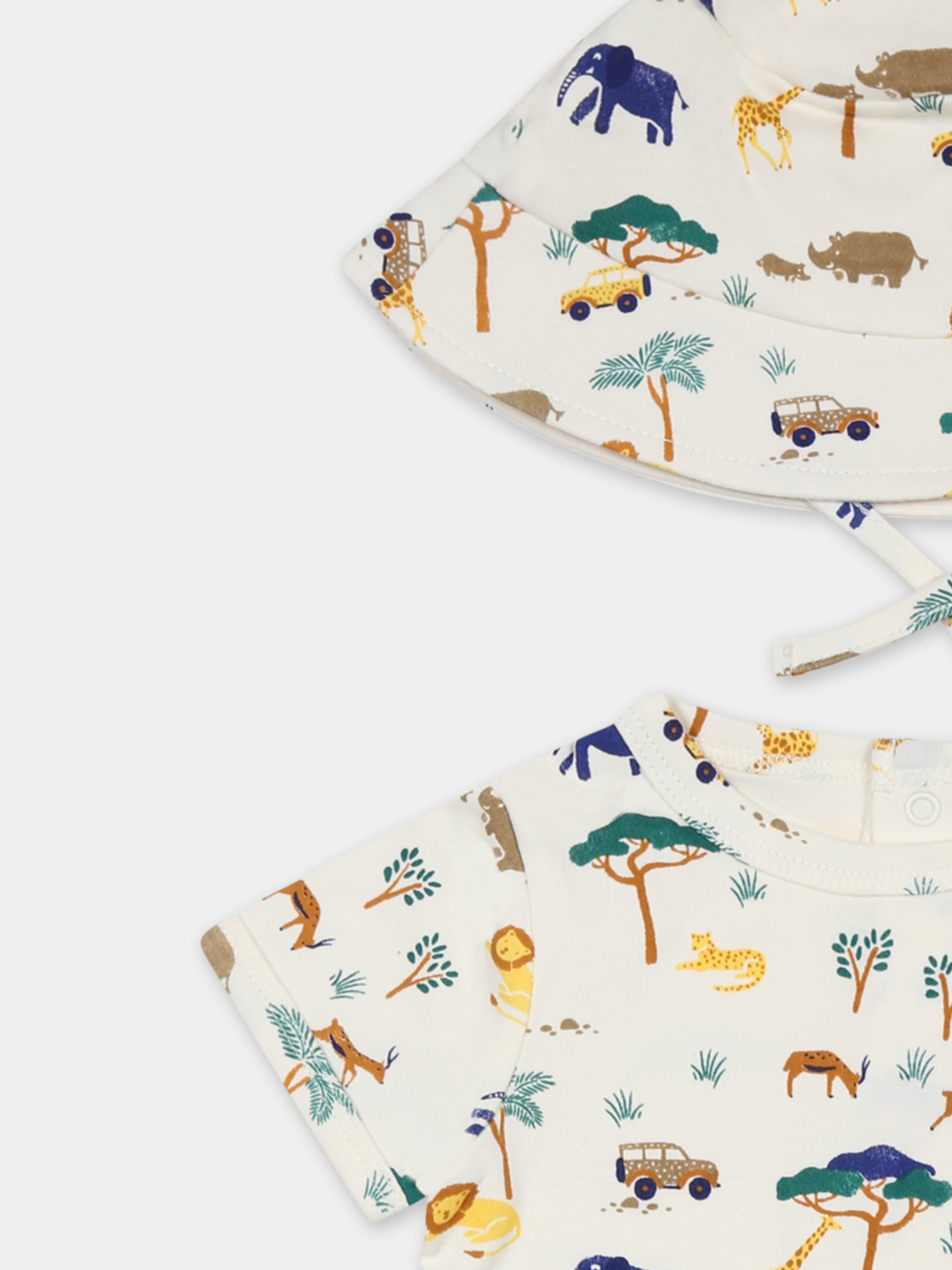 Set pagliaccetto giallo per neonato con stampa savana all over,Carrement Beau,Y30040 519