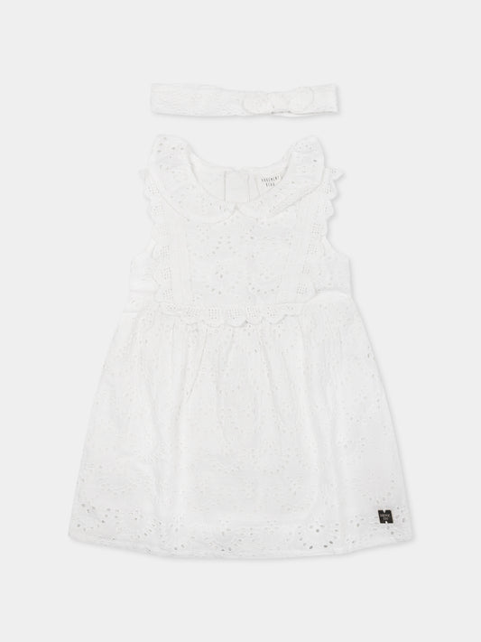 Vestito bianco per neonata con logo,Carrement Beau,Y30088 10P