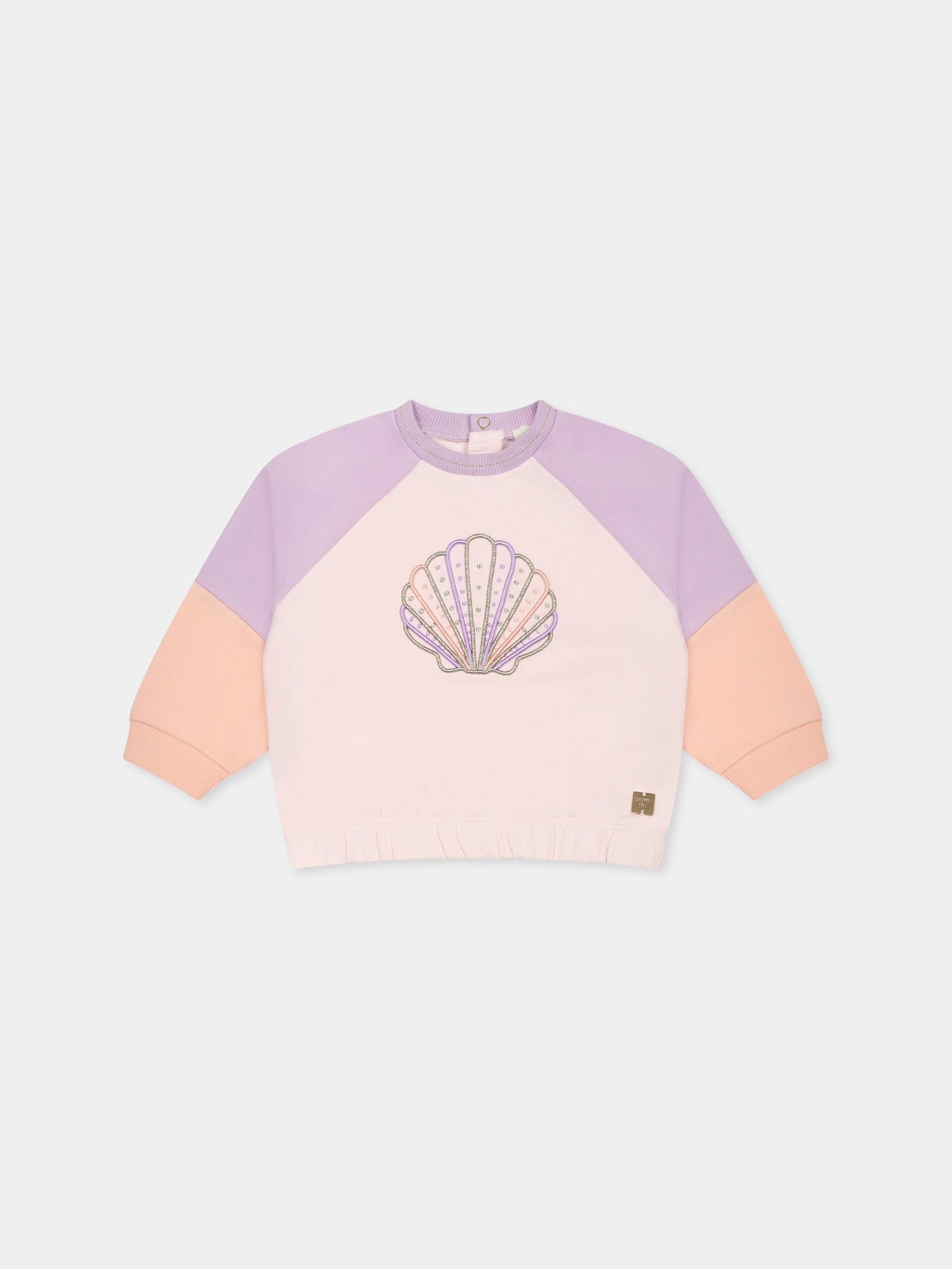 Felpa rosa per neonata con conchiglia,Carrement Beau,Y30110 Z41