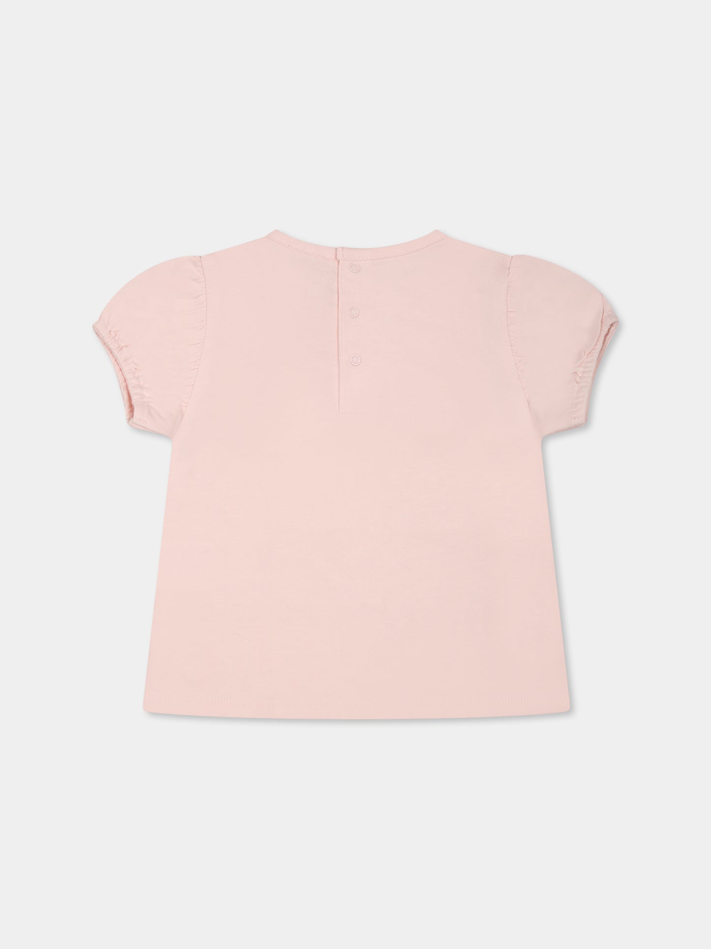 Pink t-shirt for baby girl with shell